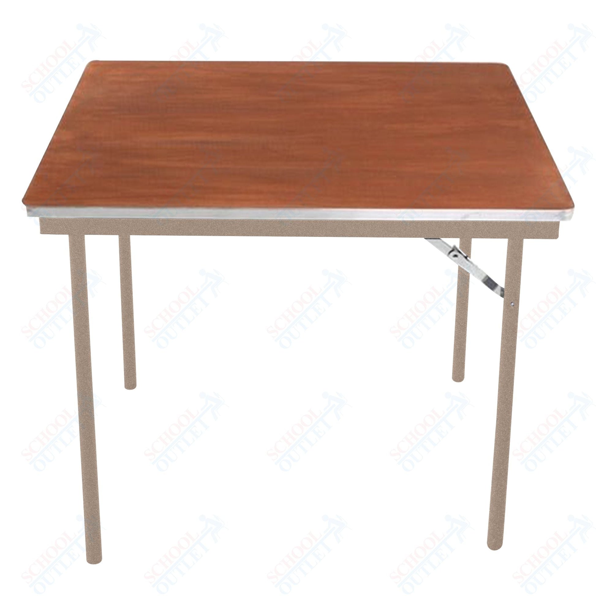 AmTab Folding Table - Plywood Stained and Sealed - Aluminum Edge - Square - 30"W x 30"L x 29"H (AmTab AMT - SQ30PA) - SchoolOutlet