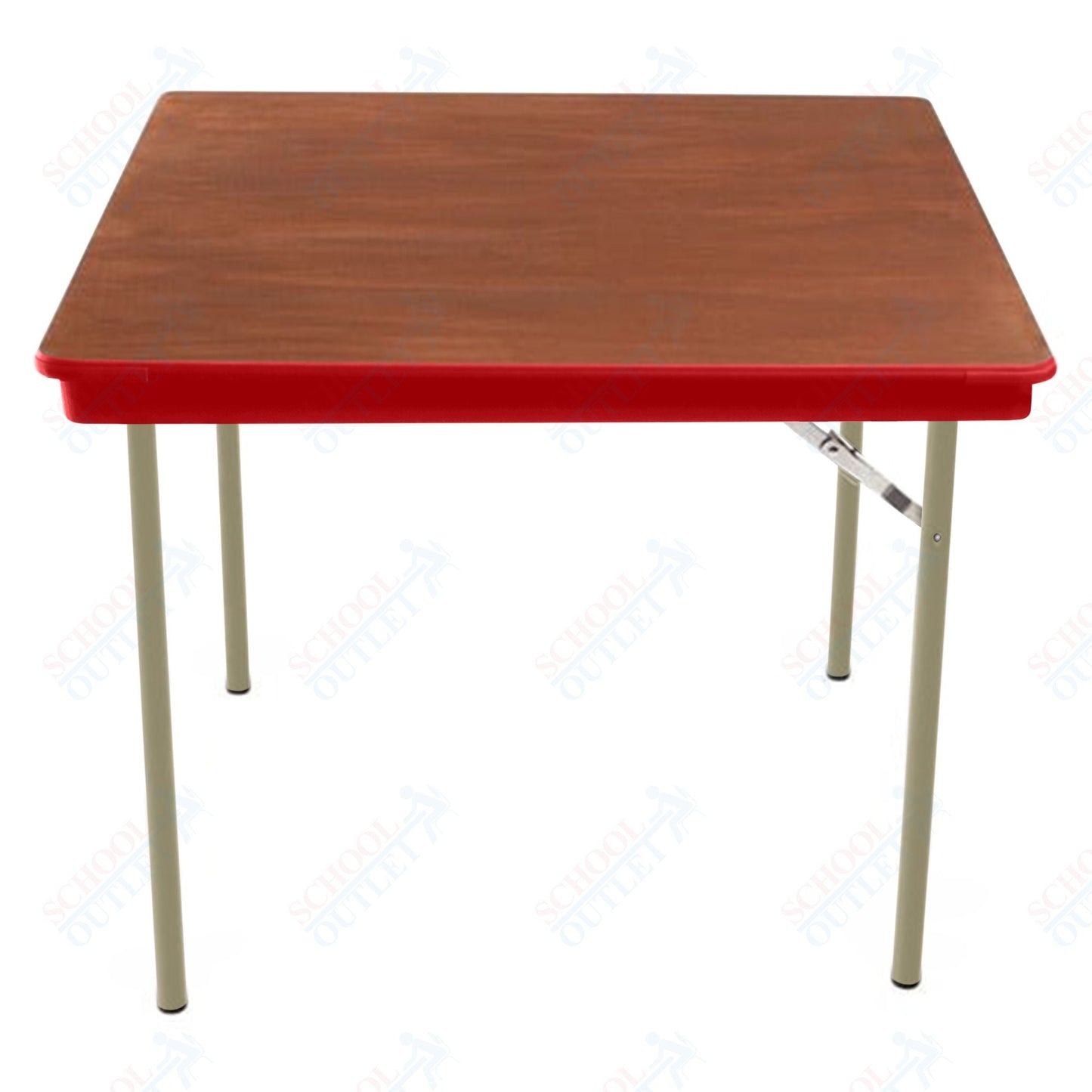 AmTab Folding Table - Plywood Stained and Sealed - Vinyl T - Molding Edge - Square - 36"W x 36"L x 29"H (AmTab AMT - SQ36PM) - SchoolOutlet