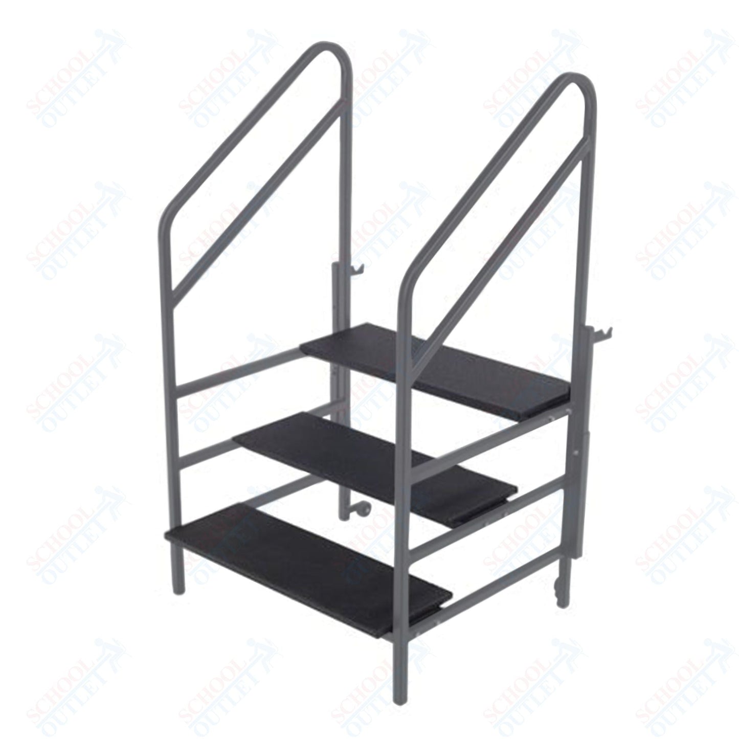 AmTab Three Steps with Handrails (8"H + 16"H + 24"H Steps) - 36"W x 45"L x 63"H (AmTab AMT - STP3) - SchoolOutlet