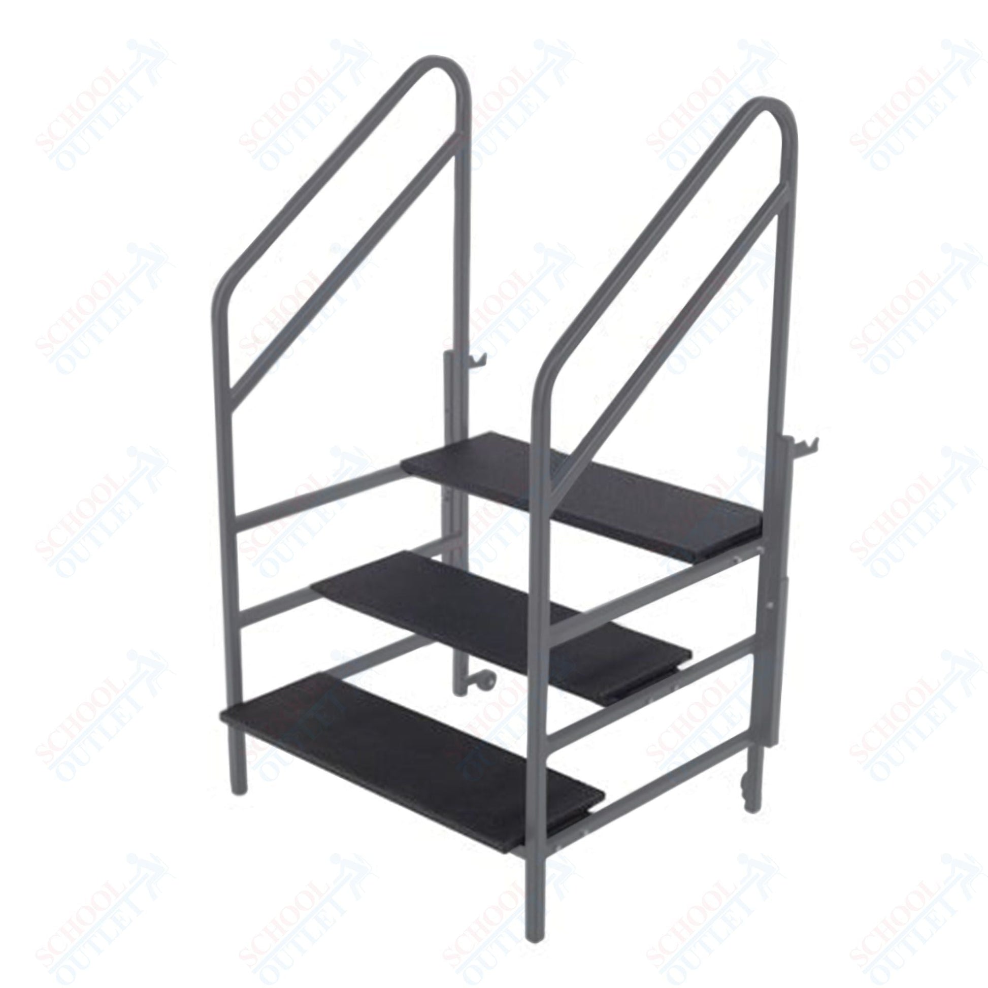 AmTab Three Steps with Handrails (8"H + 16"H + 24"H Steps) - 36"W x 45"L x 63"H (AmTab AMT - STP3) - SchoolOutlet
