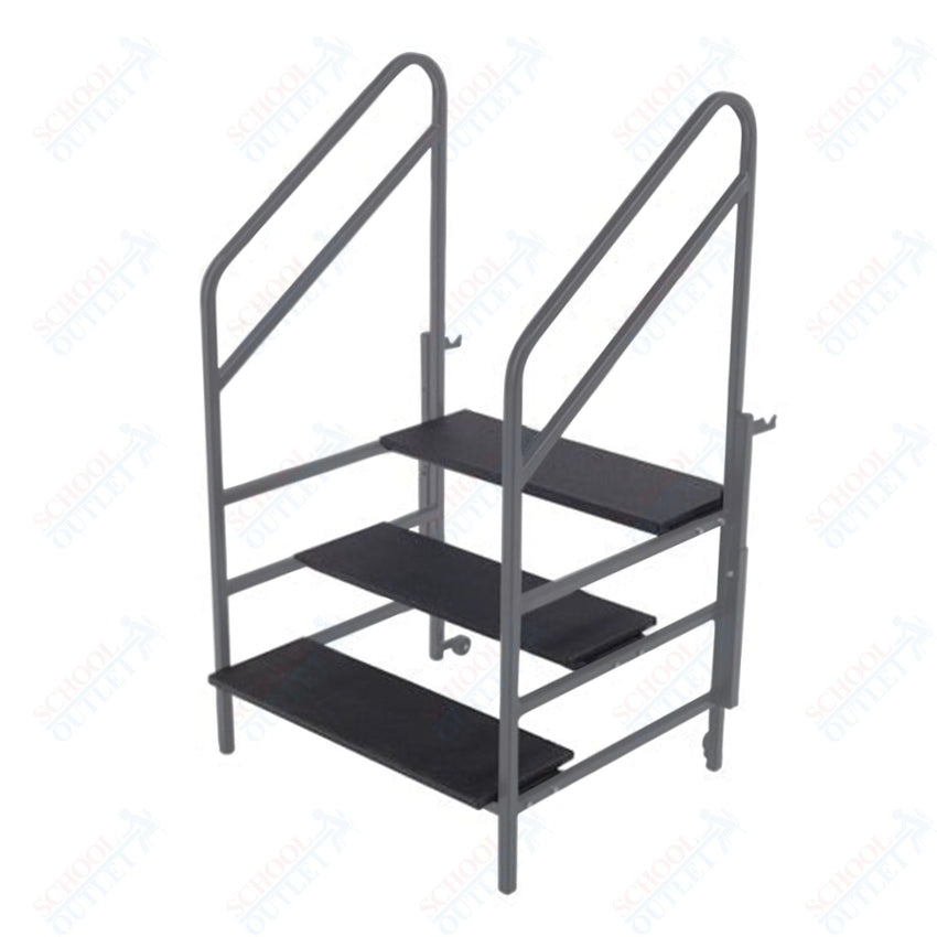AmTab Three Steps with Handrails (8"H + 16"H + 24"H Steps) - 36"W x 45"L x 63"H (AmTab AMT - STP3) - SchoolOutlet