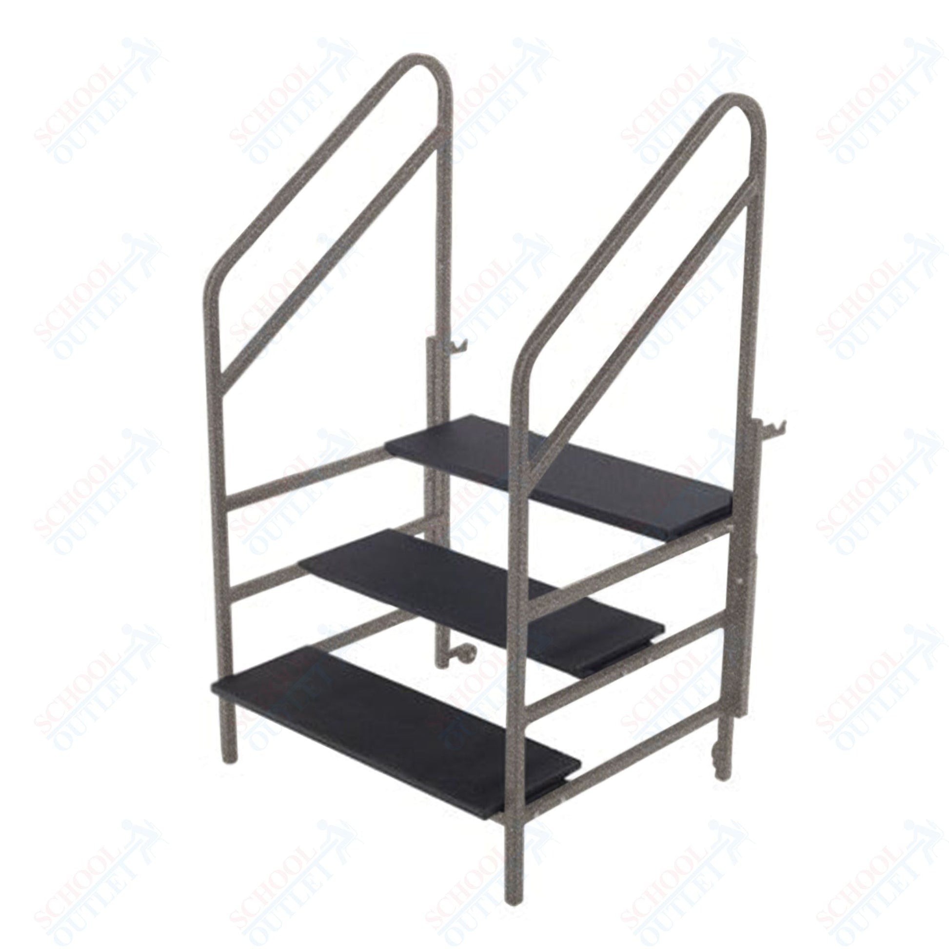 AmTab Three Steps with Handrails (8"H + 16"H + 24"H Steps) - 36"W x 45"L x 63"H (AmTab AMT - STP3) - SchoolOutlet