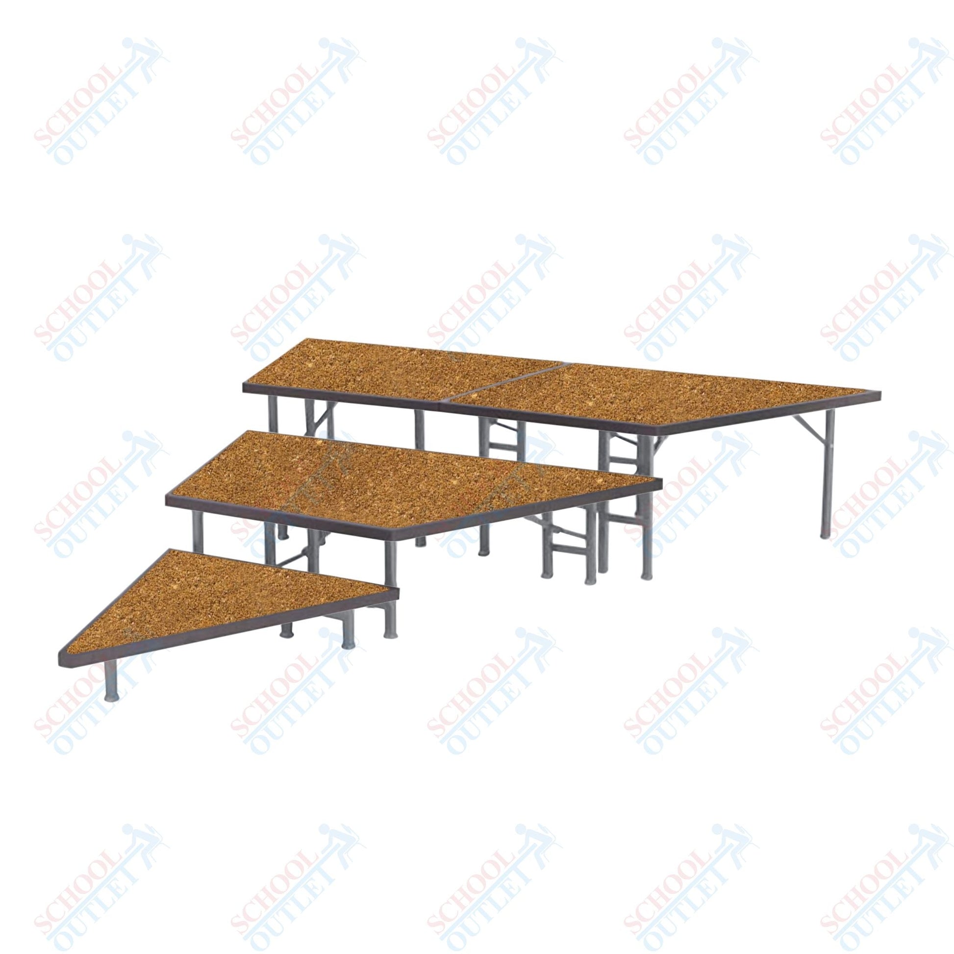 AmTab Pie Shaped Riser - Hardboard Top - 36"W x 16"H (2 Levels) (AmTab AMT-STP362H) - SchoolOutlet