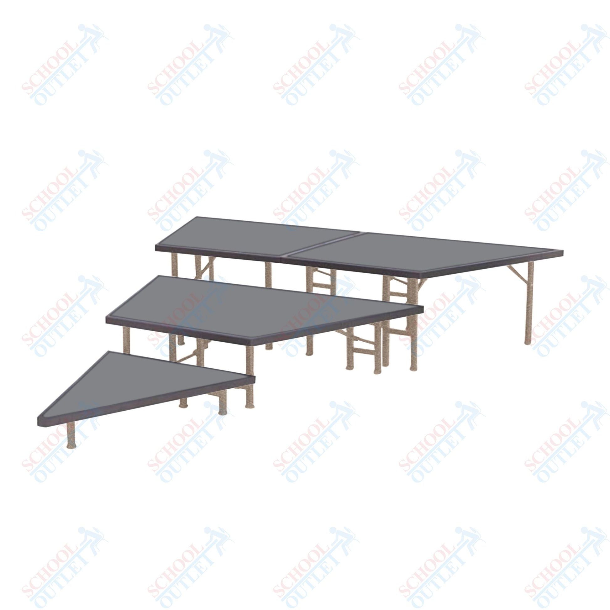 AmTab Pie Shaped Riser - Polypropylene Top - 36"W x 16"H (2 Levels) (AmTab AMT-STP362P) - SchoolOutlet