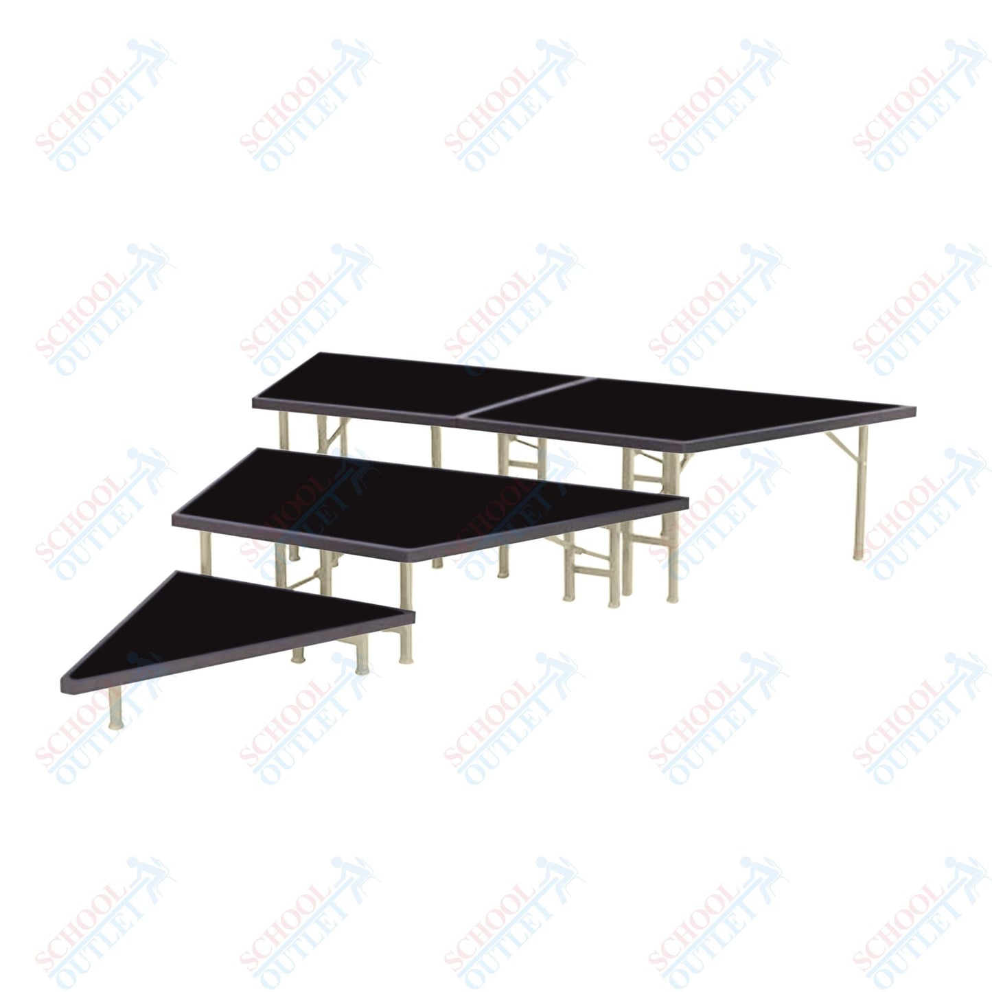 AmTab Pie Shaped Riser - Carpet Top - 36"W x 24"H (3 Levels) (AmTab AMT-STP363C) - SchoolOutlet