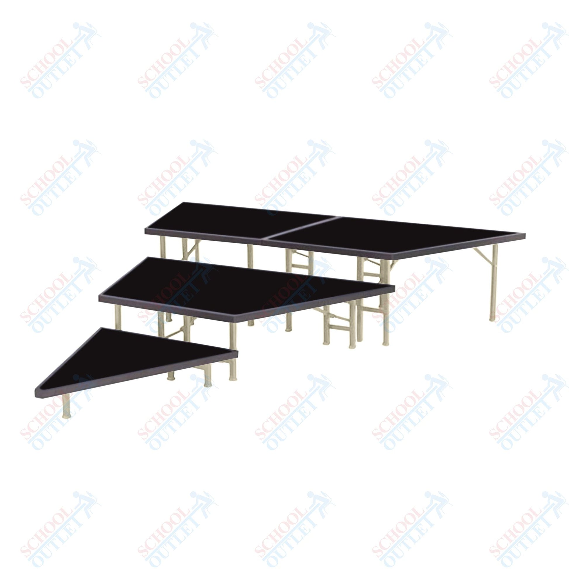 AmTab Pie Shaped Riser - Carpet Top - 36"W x 24"H (3 Levels) (AmTab AMT-STP363C) - SchoolOutlet