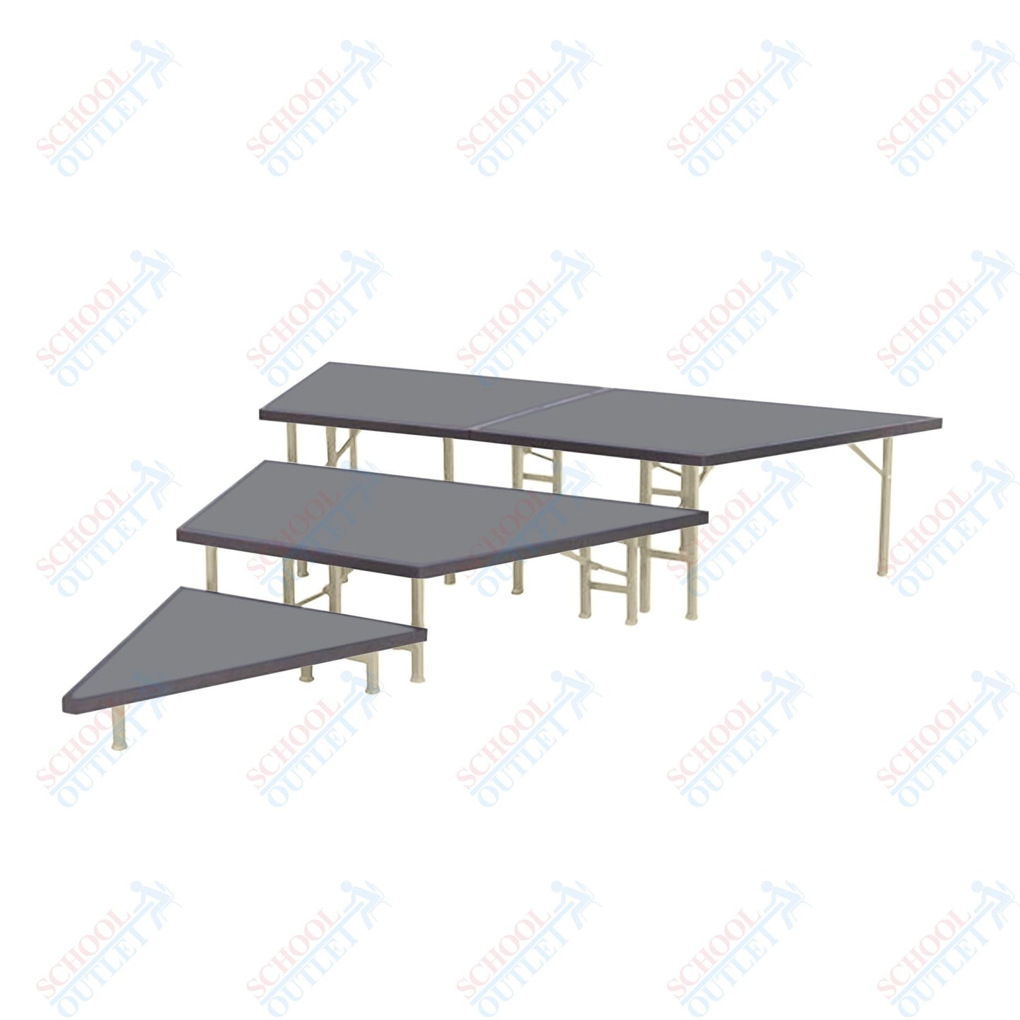 AmTab Pie Shaped Riser - Carpet Top - 36"W x 24"H (3 Levels) (AmTab AMT-STP363C) - SchoolOutlet