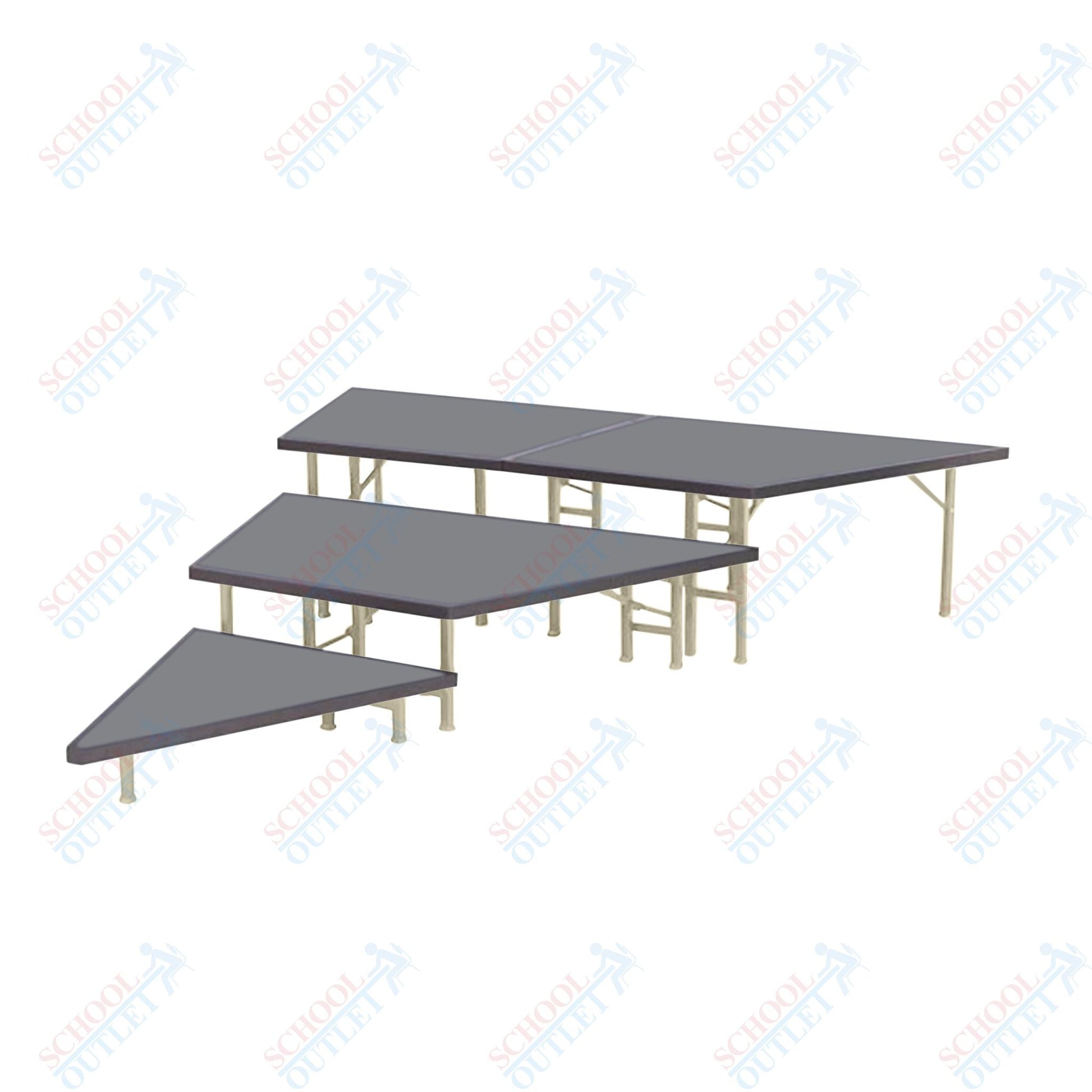 AmTab Pie Shaped Riser - Carpet Top - 36"W x 24"H (3 Levels) (AmTab AMT-STP363C) - SchoolOutlet
