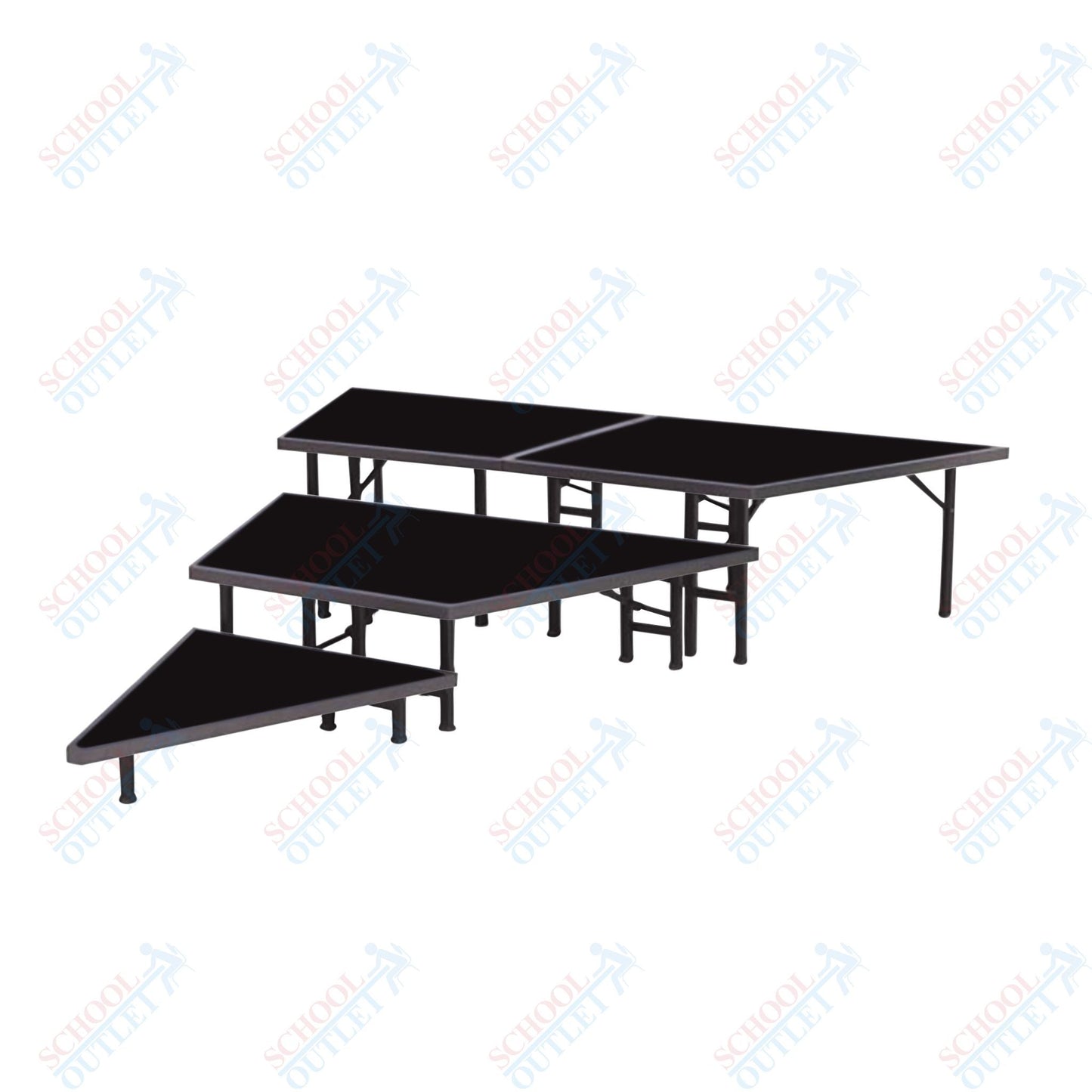 AmTab Pie Shaped Riser - Carpet Top - 36"W x 24"H (3 Levels) (AmTab AMT-STP363C) - SchoolOutlet