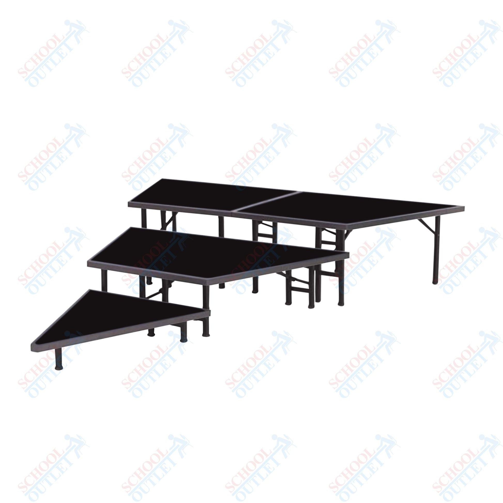 AmTab Pie Shaped Riser - Carpet Top - 36"W x 24"H (3 Levels) (AmTab AMT-STP363C) - SchoolOutlet