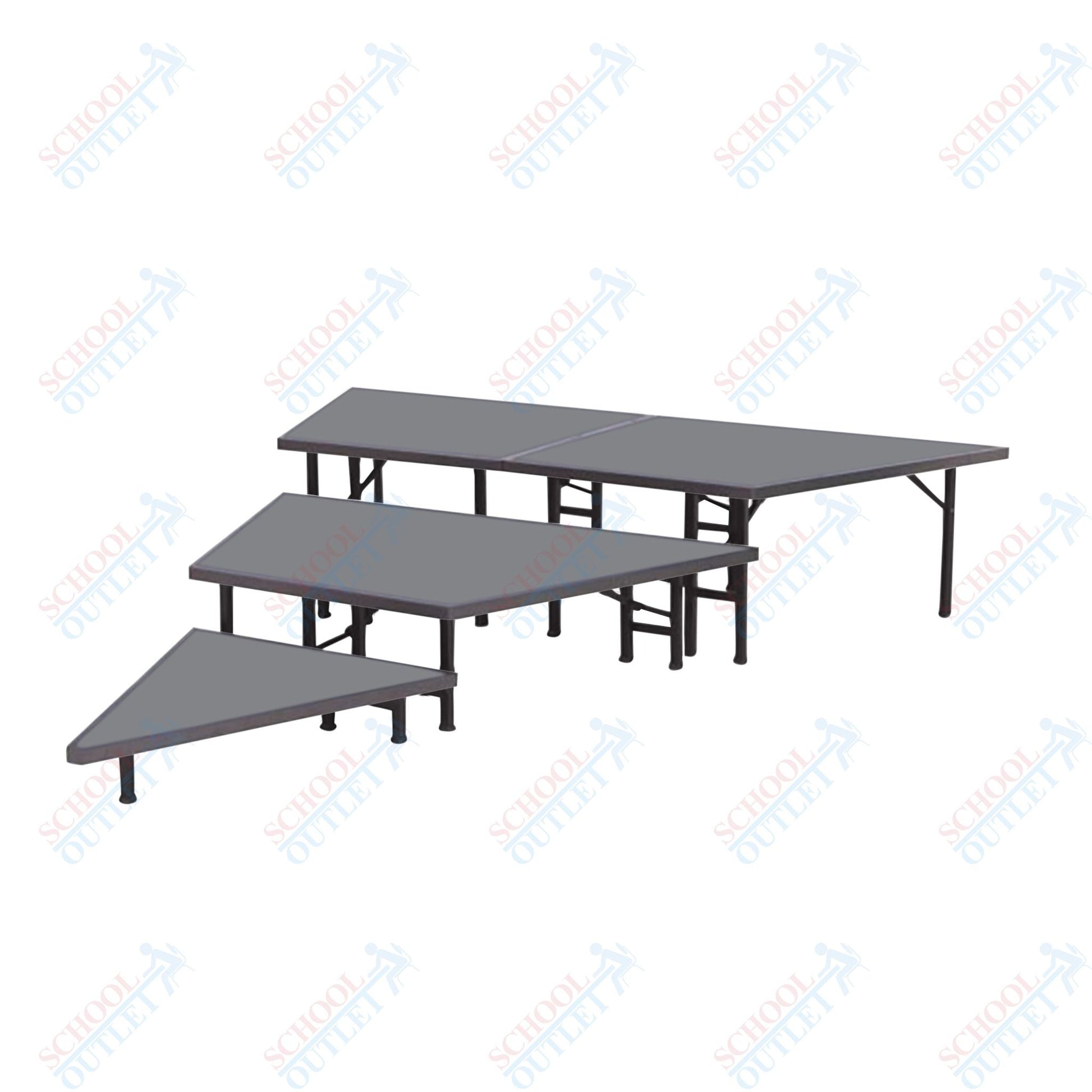 AmTab Pie Shaped Riser - Carpet Top - 36"W x 24"H (3 Levels) (AmTab AMT-STP363C) - SchoolOutlet