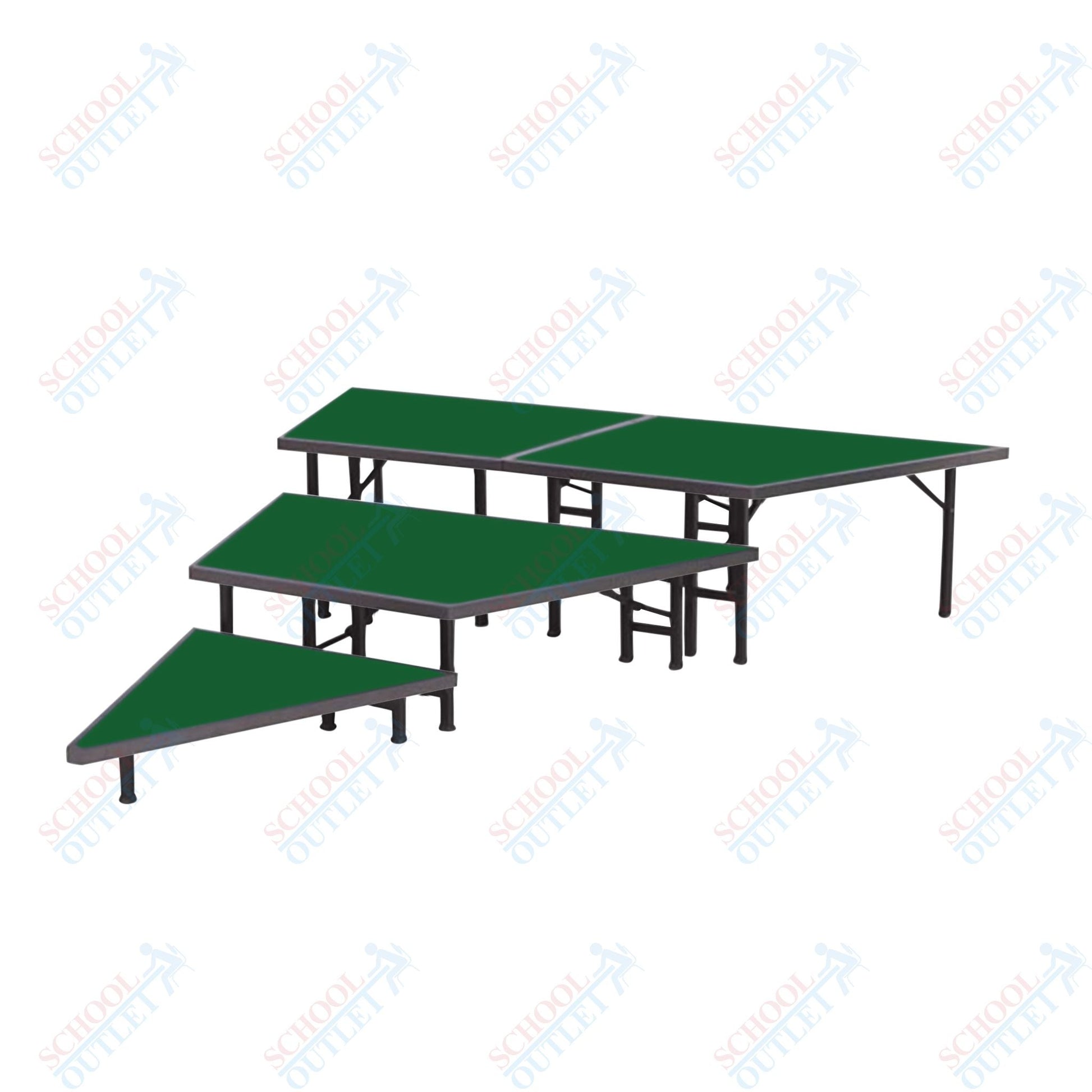 AmTab Pie Shaped Riser - Carpet Top - 36"W x 24"H (3 Levels) (AmTab AMT-STP363C) - SchoolOutlet