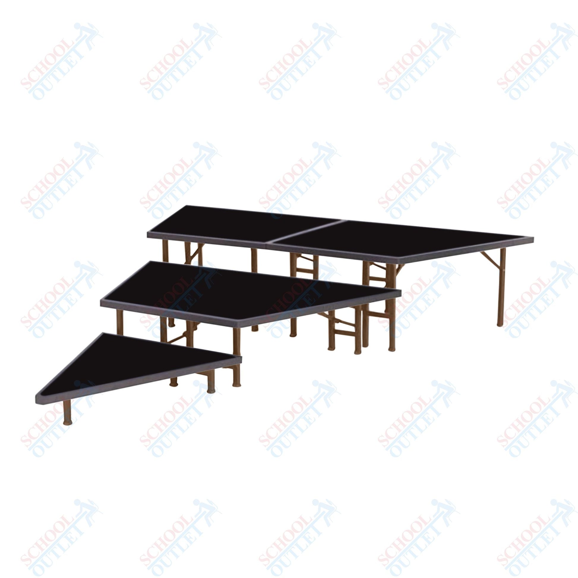 AmTab Pie Shaped Riser - Carpet Top - 36"W x 24"H (3 Levels) (AmTab AMT-STP363C) - SchoolOutlet