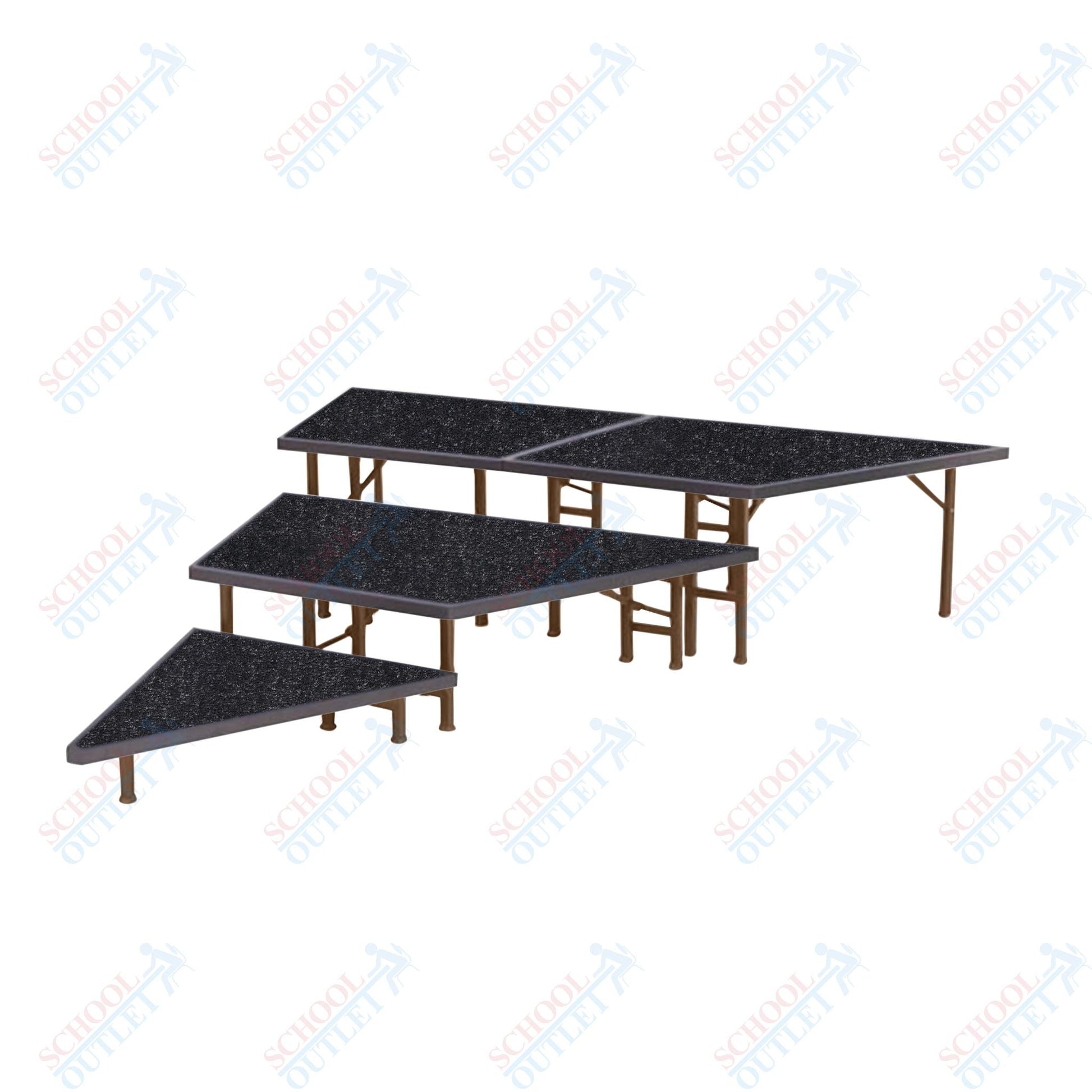 AmTab Pie Shaped Riser - Carpet Top - 36"W x 24"H (3 Levels) (AmTab AMT-STP363C) - SchoolOutlet