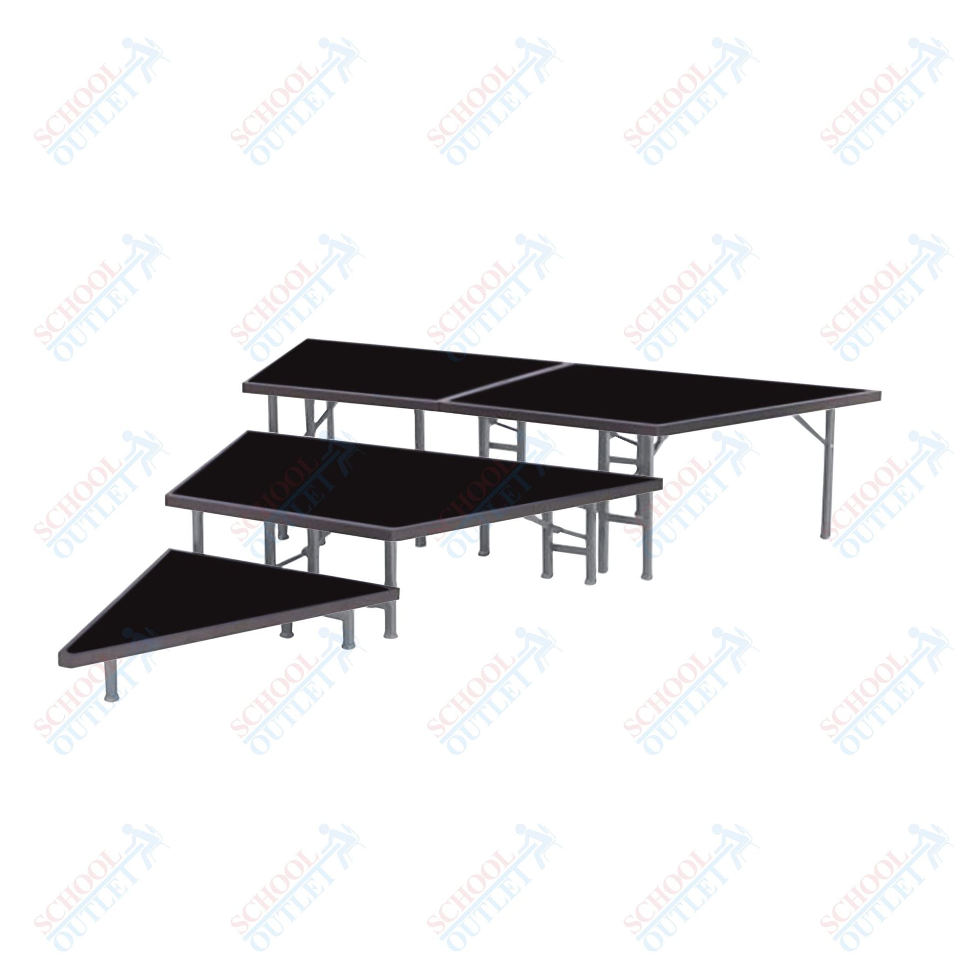 AmTab Pie Shaped Riser - Carpet Top - 36"W x 24"H (3 Levels) (AmTab AMT-STP363C) - SchoolOutlet