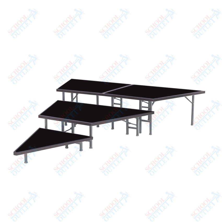 AmTab Pie Shaped Riser - Carpet Top - 36"W x 24"H (3 Levels) (AmTab AMT-STP363C) - SchoolOutlet