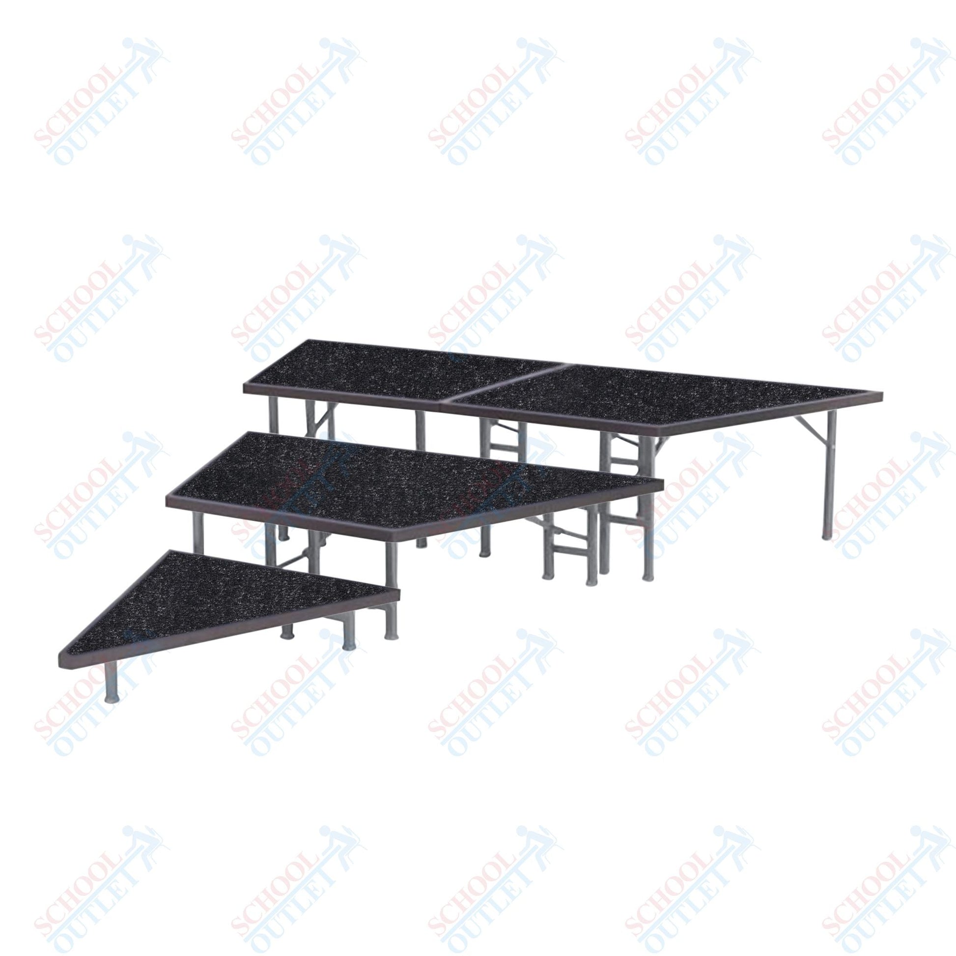 AmTab Pie Shaped Riser - Carpet Top - 36"W x 24"H (3 Levels) (AmTab AMT-STP363C) - SchoolOutlet