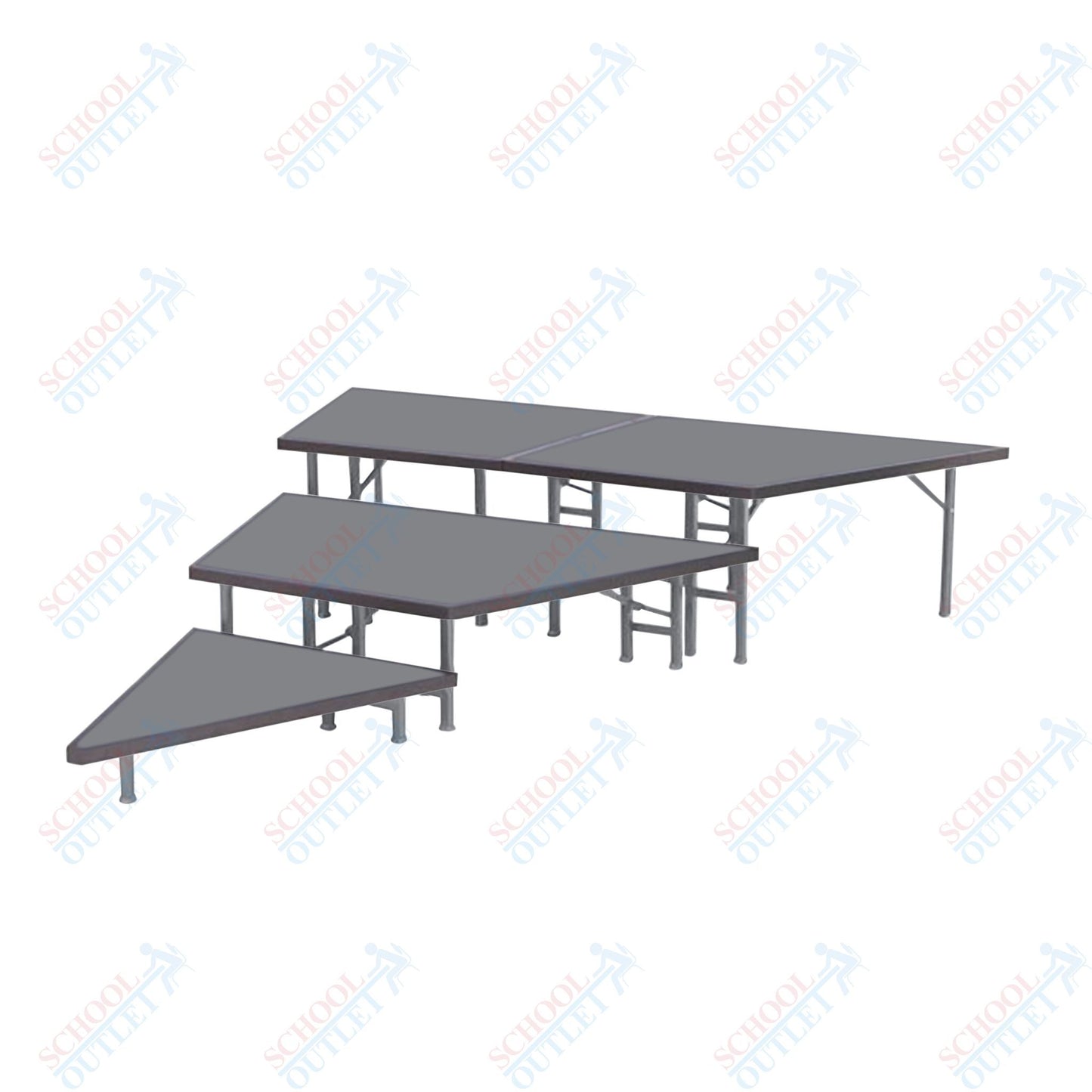 AmTab Pie Shaped Riser - Carpet Top - 36"W x 24"H (3 Levels) (AmTab AMT-STP363C) - SchoolOutlet
