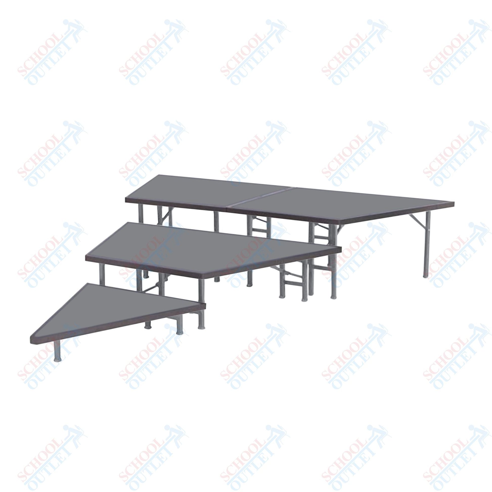 AmTab Pie Shaped Riser - Carpet Top - 36"W x 24"H (3 Levels) (AmTab AMT-STP363C) - SchoolOutlet