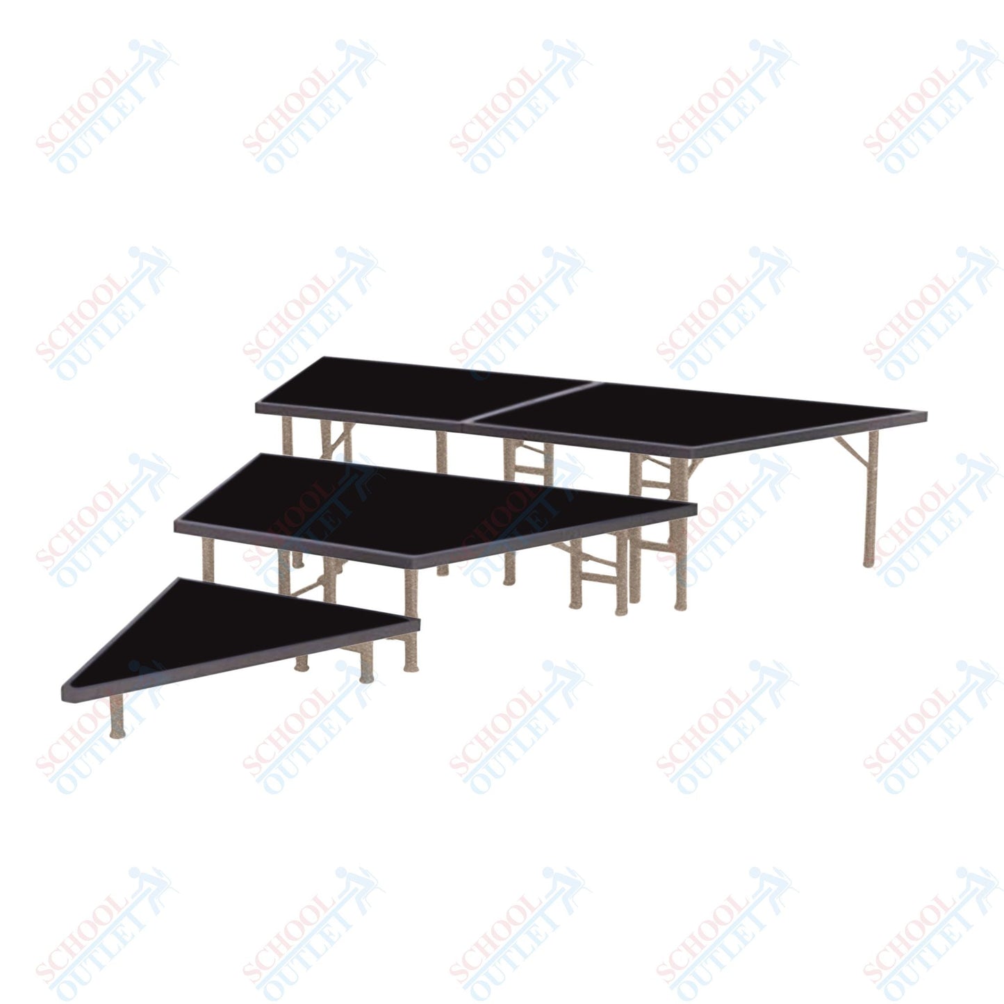 AmTab Pie Shaped Riser - Carpet Top - 36"W x 24"H (3 Levels) (AmTab AMT-STP363C) - SchoolOutlet