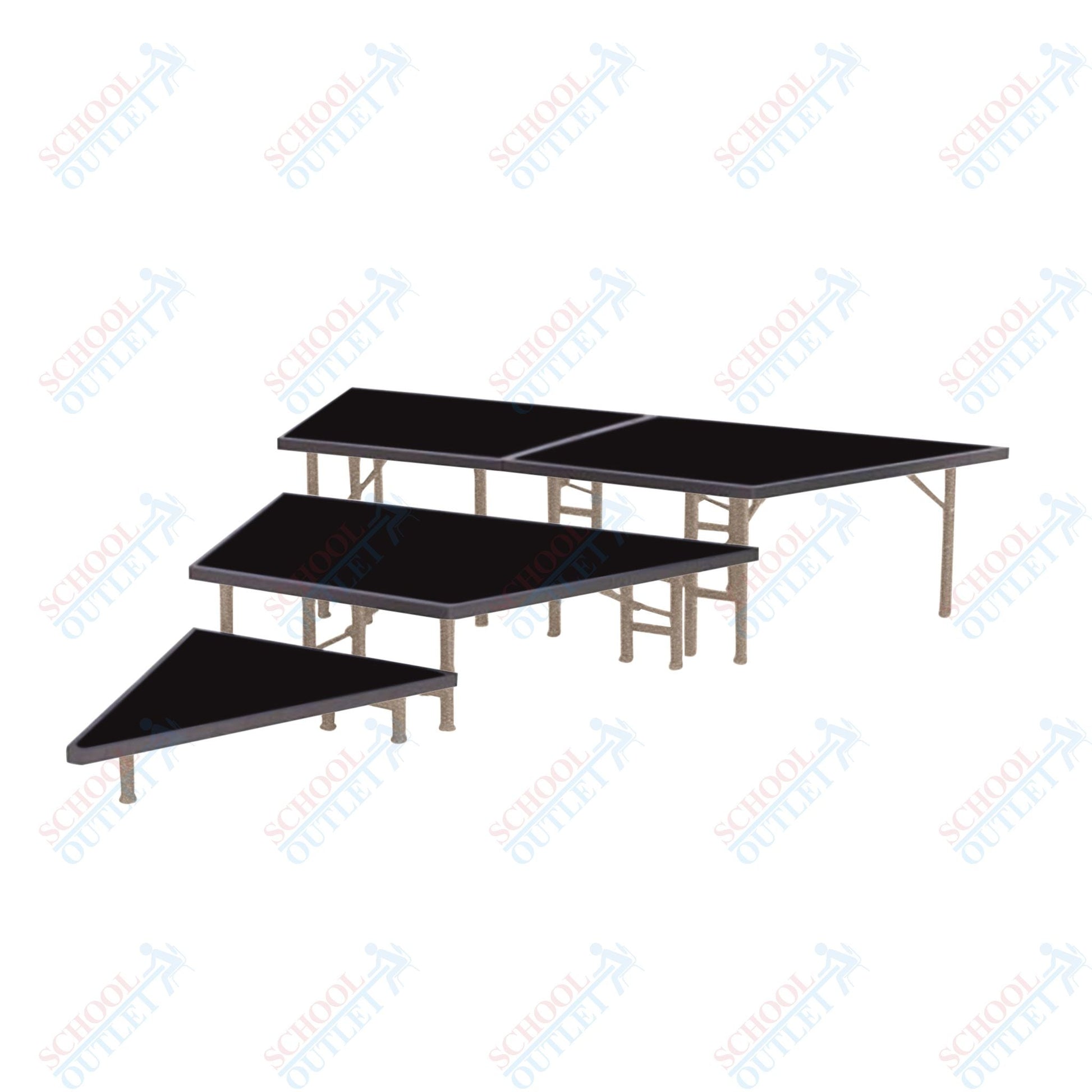 AmTab Pie Shaped Riser - Carpet Top - 36"W x 24"H (3 Levels) (AmTab AMT-STP363C) - SchoolOutlet