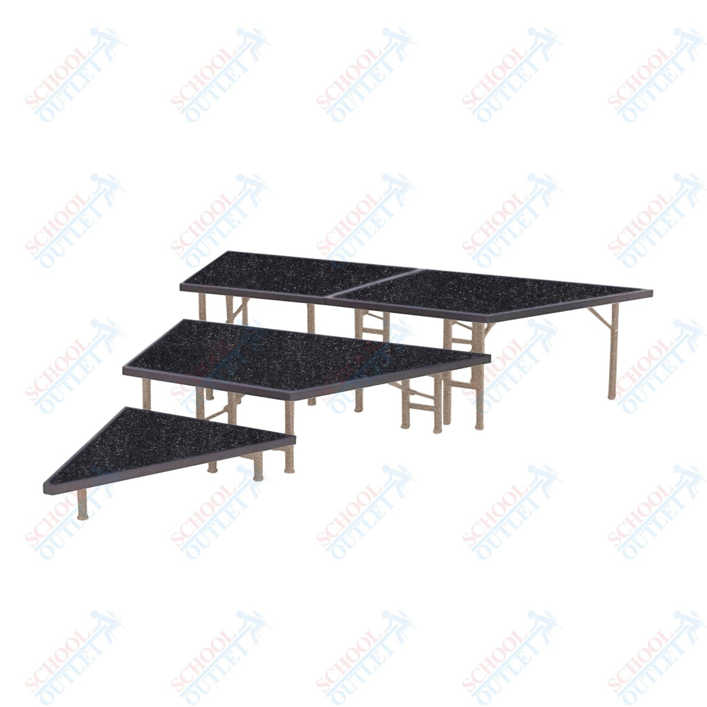 AmTab Pie Shaped Riser - Carpet Top - 36"W x 24"H (3 Levels) (AmTab AMT-STP363C) - SchoolOutlet