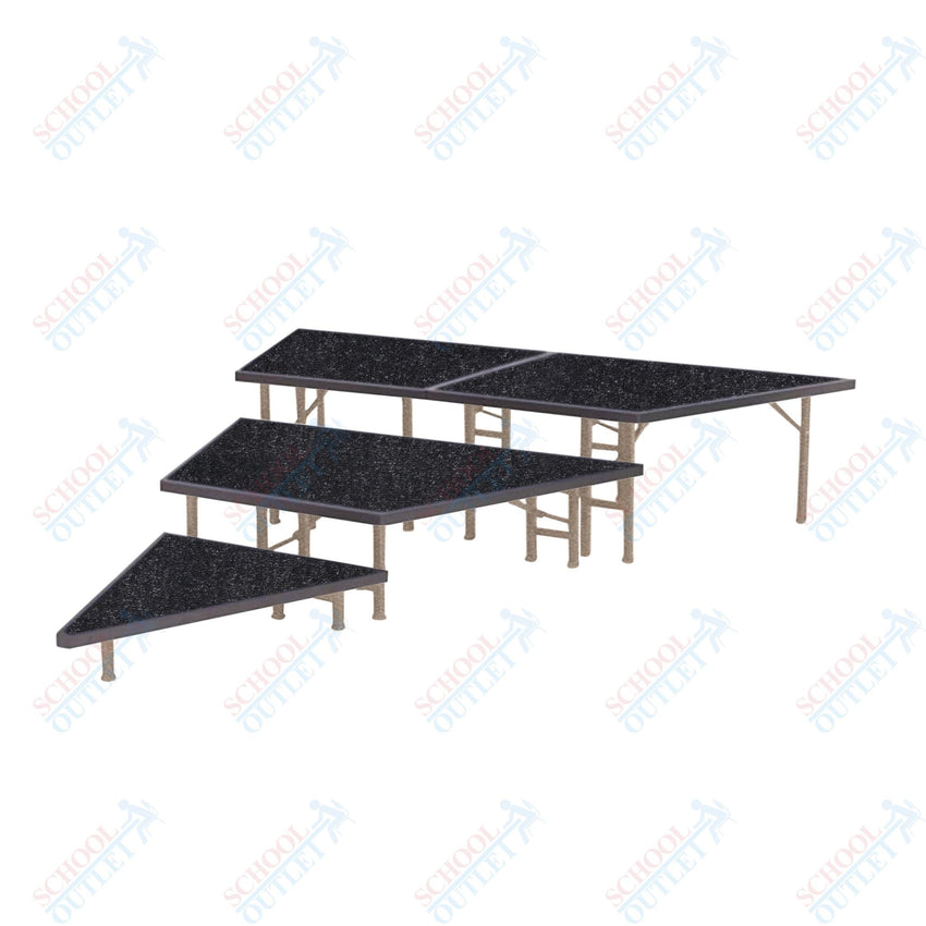AmTab Pie Shaped Riser - Carpet Top - 36"W x 24"H (3 Levels) (AmTab AMT-STP363C) - SchoolOutlet
