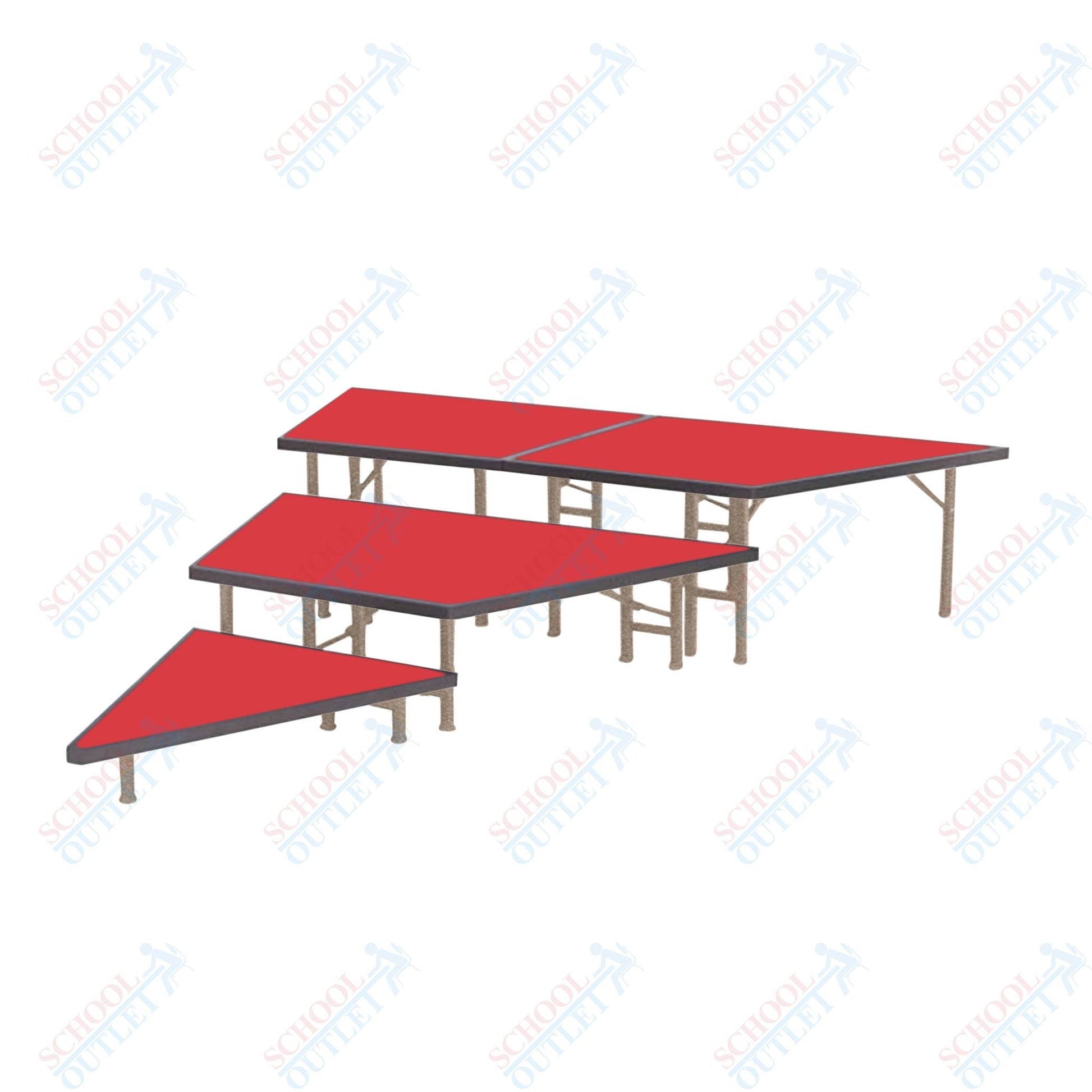 AmTab Pie Shaped Riser - Carpet Top - 36"W x 24"H (3 Levels) (AmTab AMT-STP363C) - SchoolOutlet