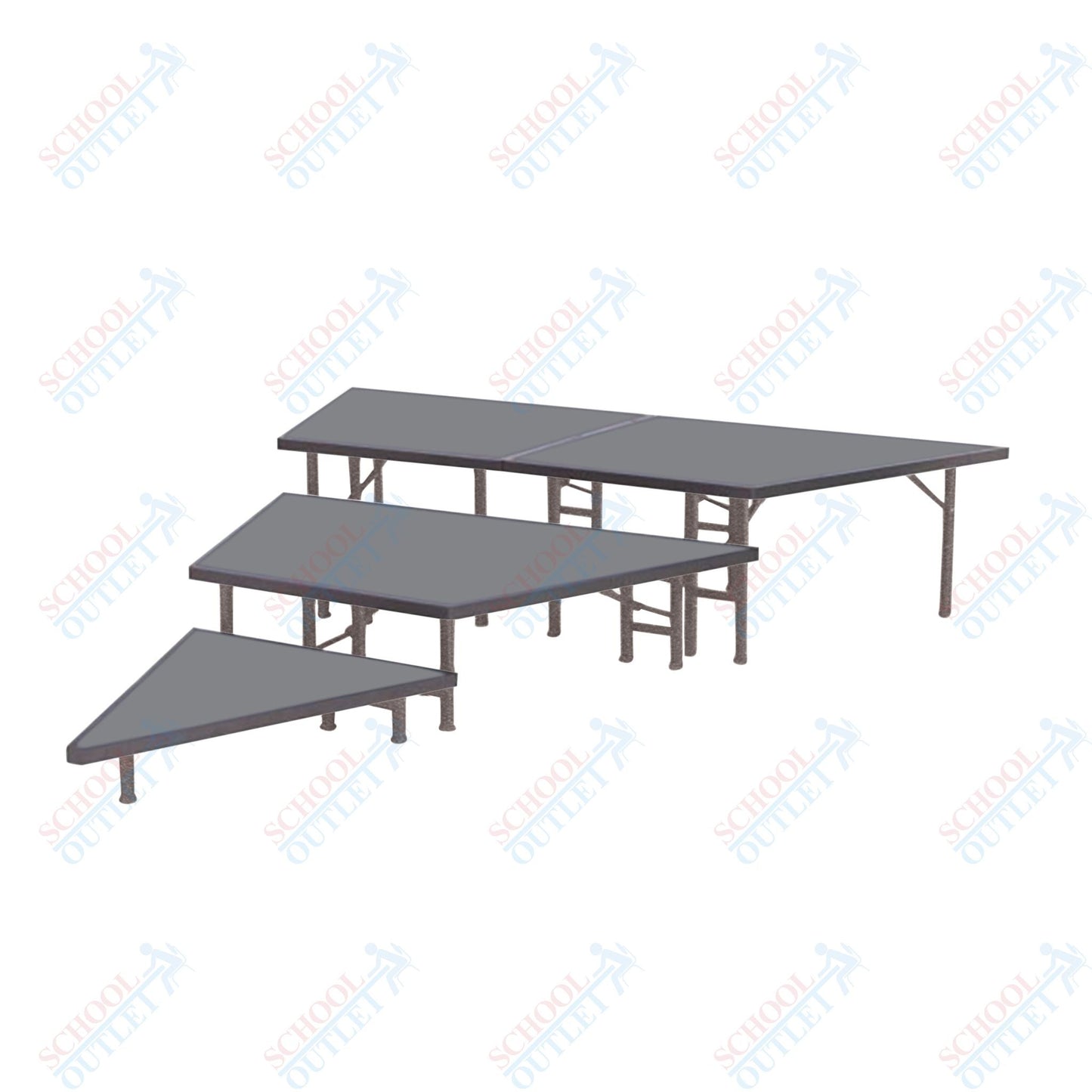 AmTab Pie Shaped Riser - Carpet Top - 36"W x 24"H (3 Levels) (AmTab AMT-STP363C) - SchoolOutlet