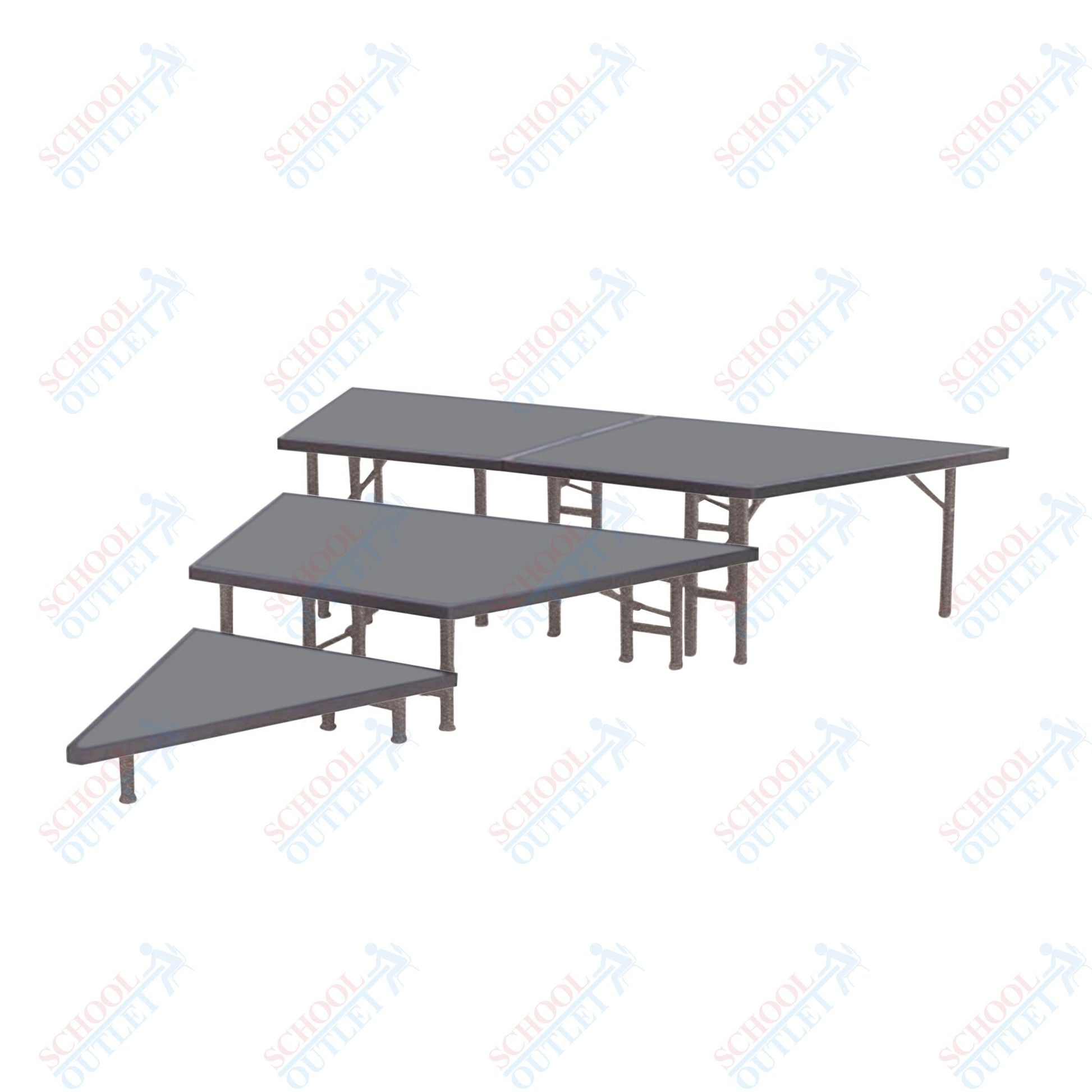 AmTab Pie Shaped Riser - Carpet Top - 36"W x 24"H (3 Levels) (AmTab AMT-STP363C) - SchoolOutlet