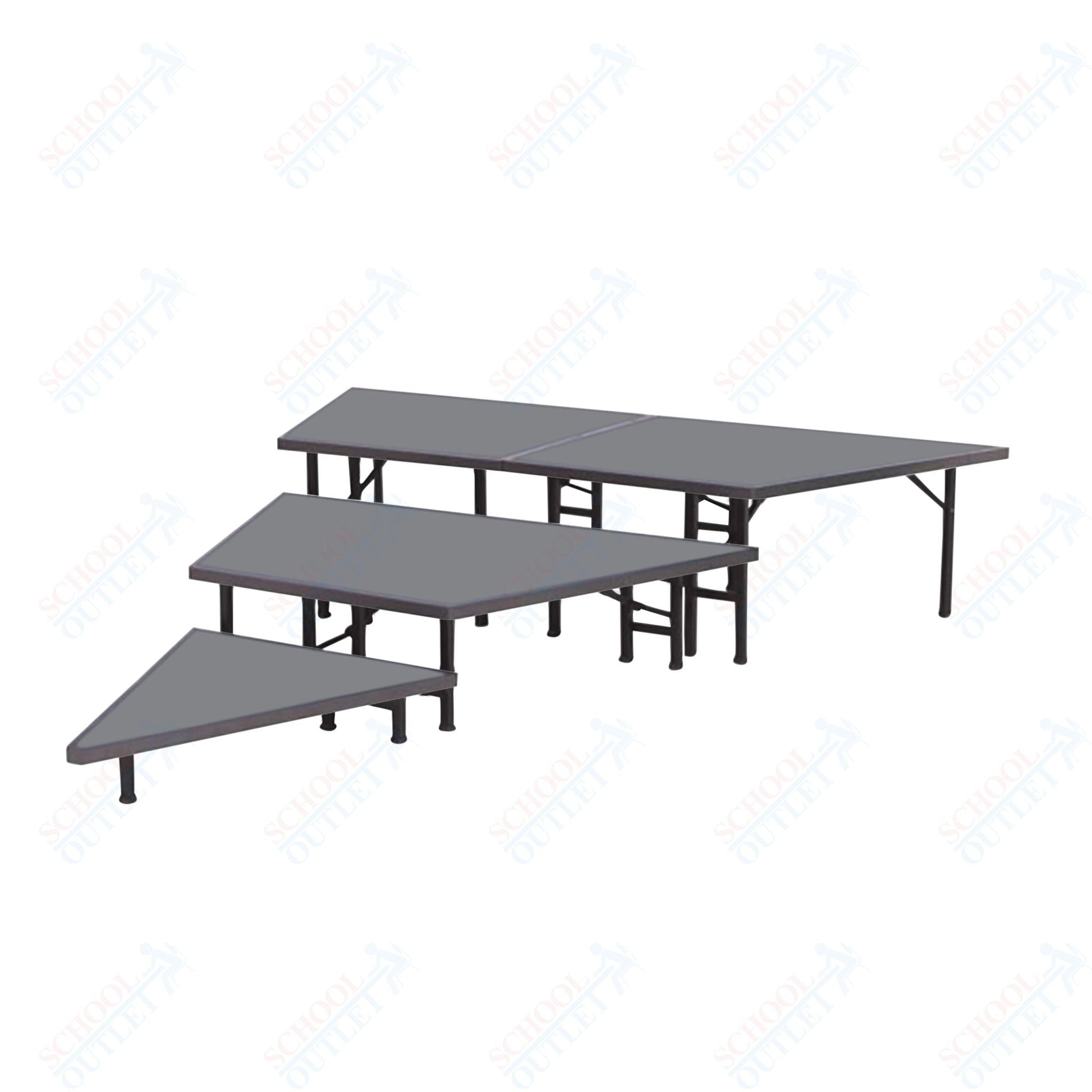 AmTab Pie Shaped Riser - Polypropylene Top - 36"W x 24"H (3 Levels) (AmTab AMT - STP363P) - SchoolOutlet