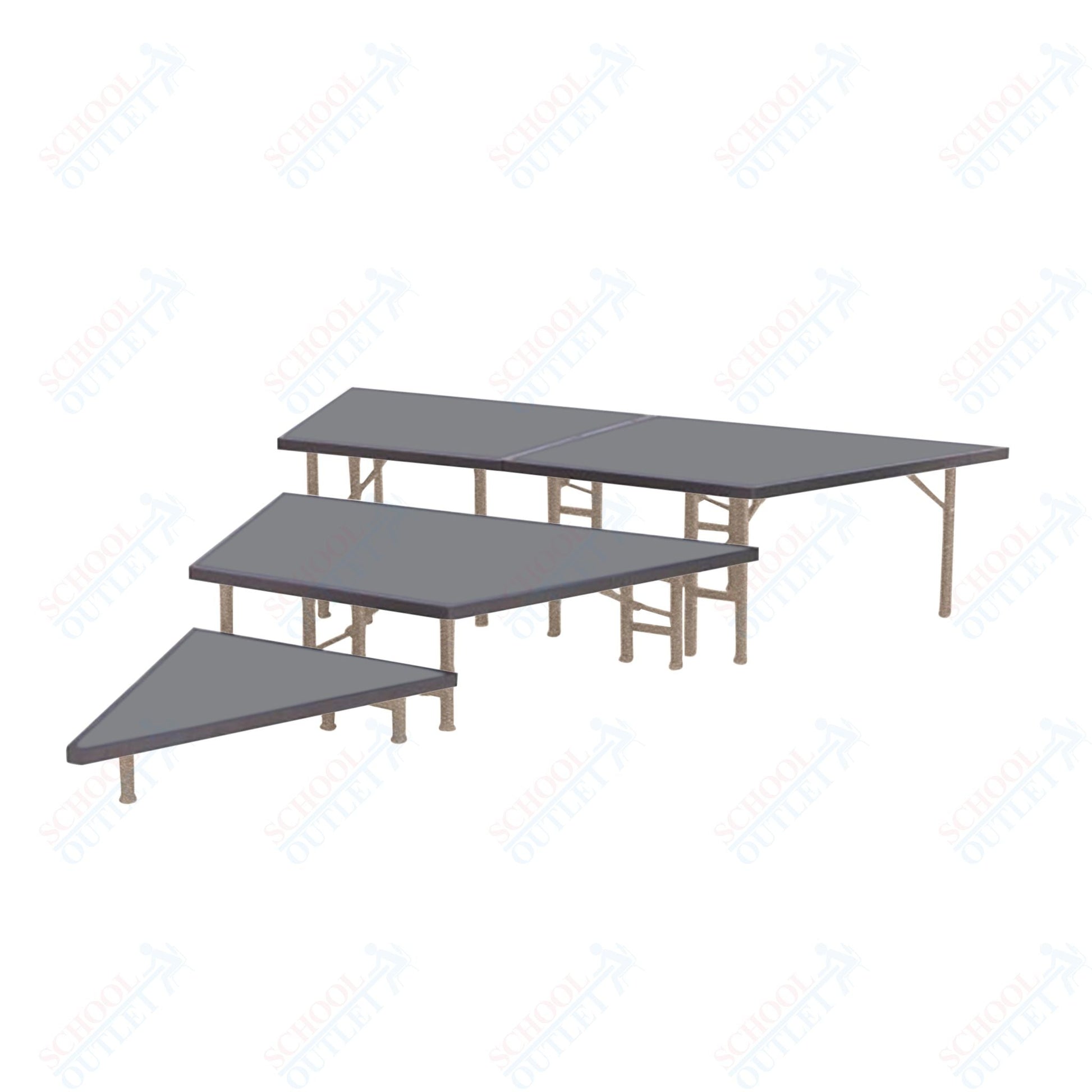 AmTab Pie Shaped Riser - Polypropylene Top - 36"W x 24"H (3 Levels) (AmTab AMT - STP363P) - SchoolOutlet