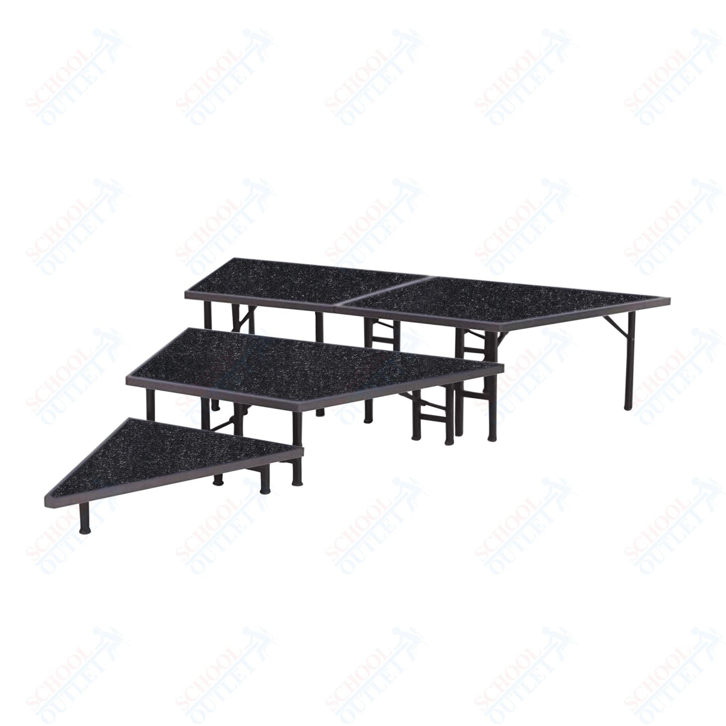 AmTab Pie Shaped Riser - Carpet Top - 48"W x 8"H (1 Level) (AmTab AMT - STP481C) - SchoolOutlet