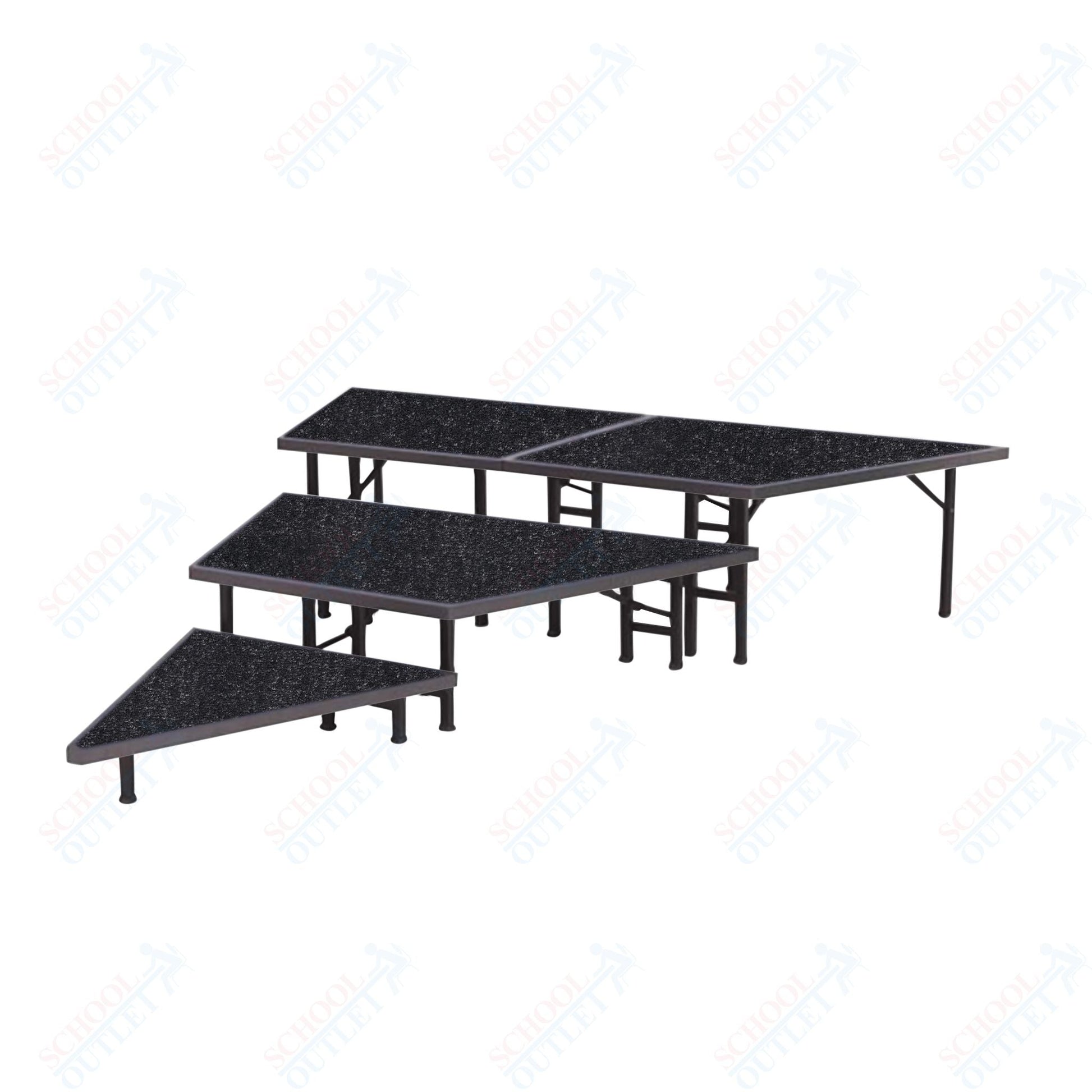 AmTab Pie Shaped Riser - Carpet Top - 48"W x 8"H (1 Level) (AmTab AMT - STP481C) - SchoolOutlet