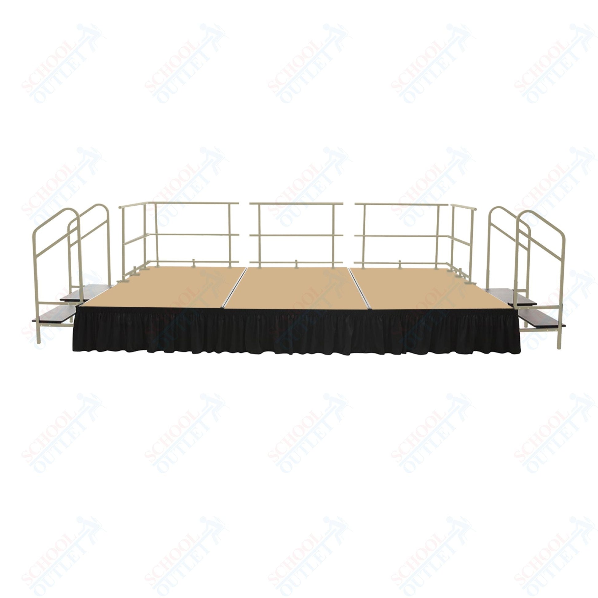 AmTab Fixed Height Stage Set - Carpet Top - 12'W x 24'L x 2'H (144"W x 288"L x 24"H) (AmTab AMT - STS122424C) - SchoolOutlet