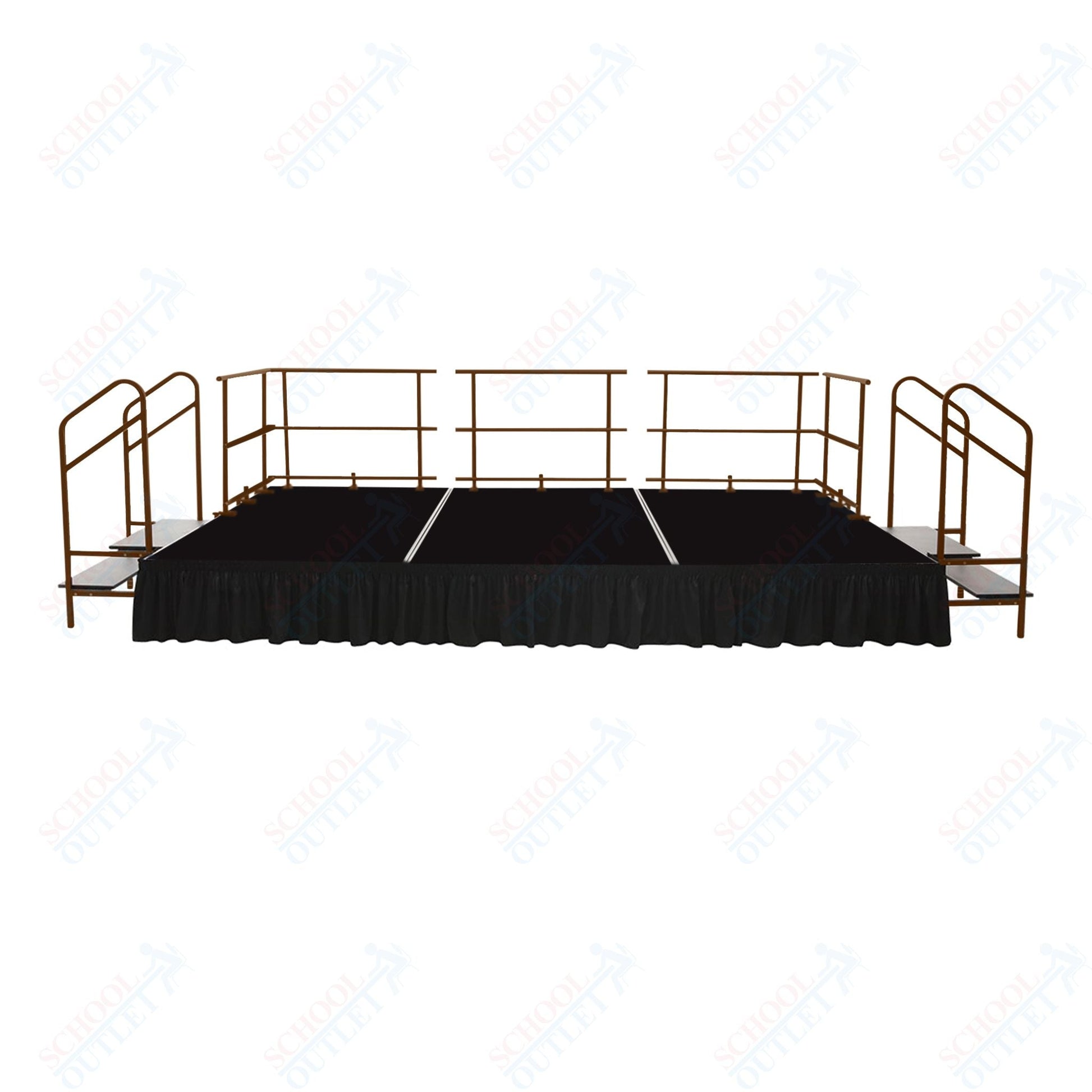 AmTab Fixed Height Stage Set - Carpet Top - 12'W x 24'L x 2'H (144"W x 288"L x 24"H) (AmTab AMT - STS122424C) - SchoolOutlet
