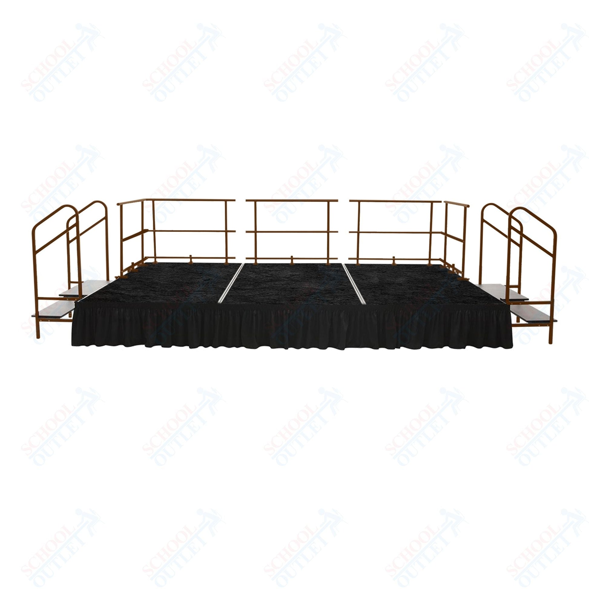 AmTab Fixed Height Stage Set - Carpet Top - 12'W x 24'L x 2'H (144"W x 288"L x 24"H) (AmTab AMT - STS122424C) - SchoolOutlet