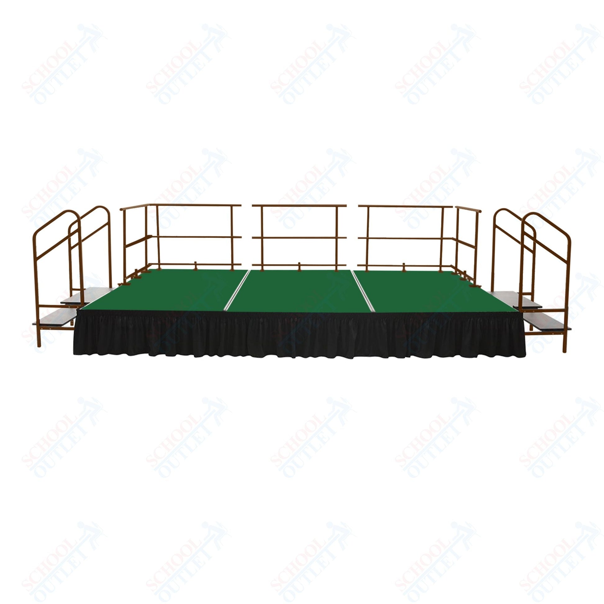 AmTab Fixed Height Stage Set - Carpet Top - 12'W x 24'L x 2'H (144"W x 288"L x 24"H) (AmTab AMT - STS122424C) - SchoolOutlet