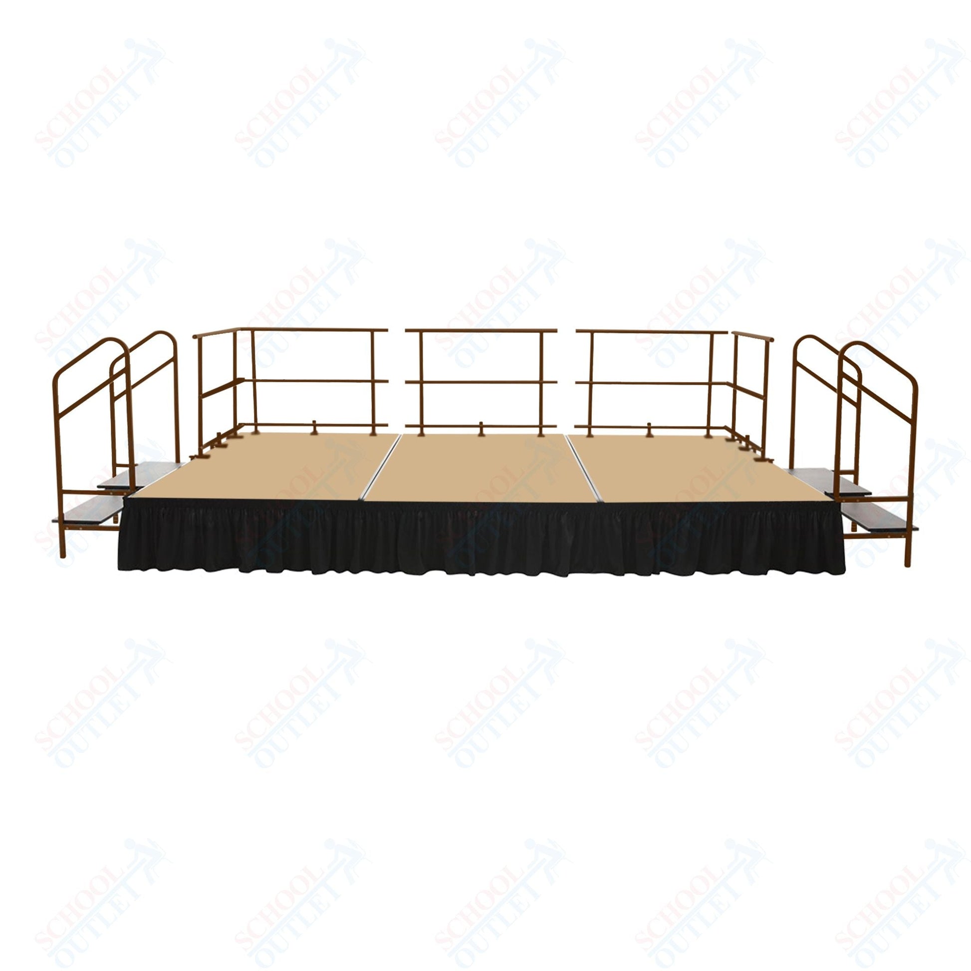 AmTab Fixed Height Stage Set - Carpet Top - 12'W x 24'L x 2'H (144"W x 288"L x 24"H) (AmTab AMT - STS122424C) - SchoolOutlet