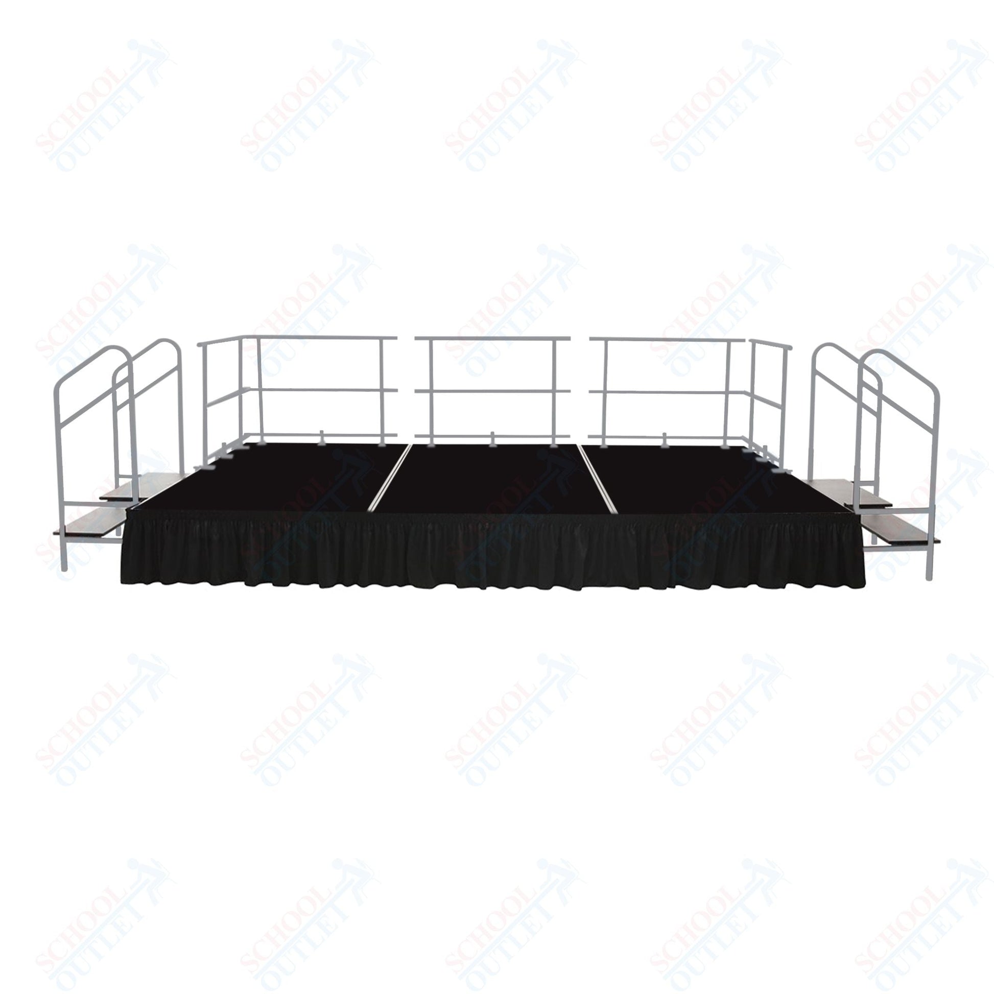 AmTab Fixed Height Stage Set - Carpet Top - 12'W x 24'L x 2'H (144"W x 288"L x 24"H) (AmTab AMT - STS122424C) - SchoolOutlet
