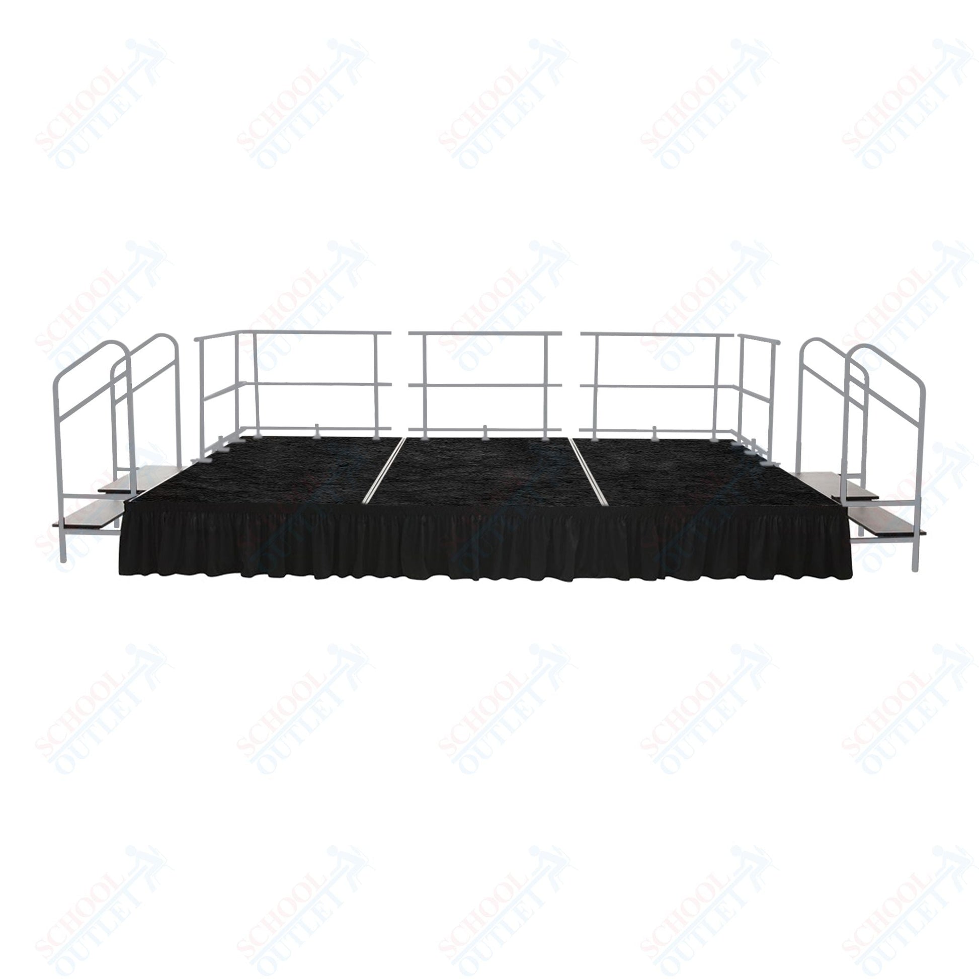 AmTab Fixed Height Stage Set - Carpet Top - 12'W x 24'L x 2'H (144"W x 288"L x 24"H) (AmTab AMT - STS122424C) - SchoolOutlet