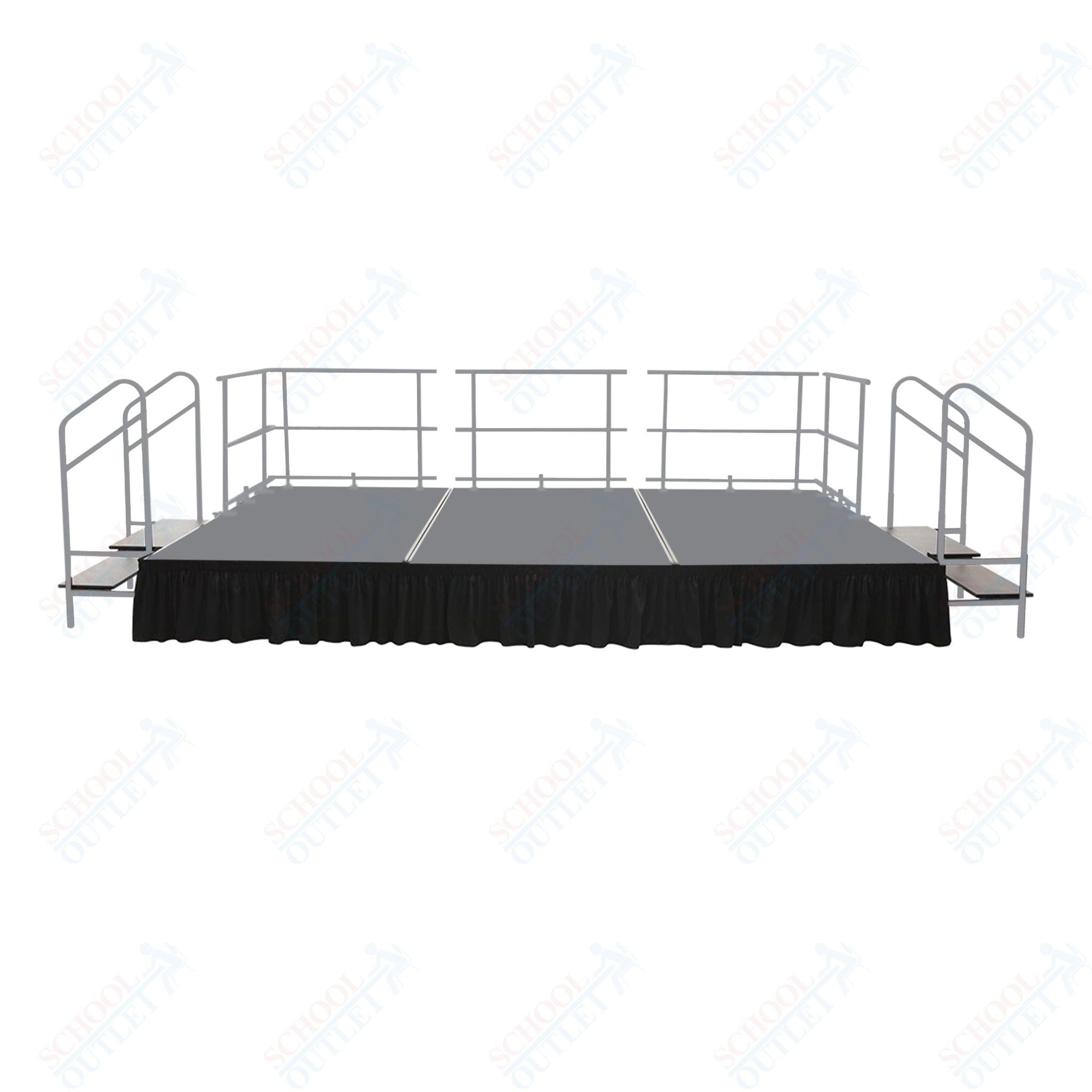 AmTab Fixed Height Stage Set - Carpet Top - 12'W x 24'L x 2'H (144"W x 288"L x 24"H) (AmTab AMT - STS122424C) - SchoolOutlet