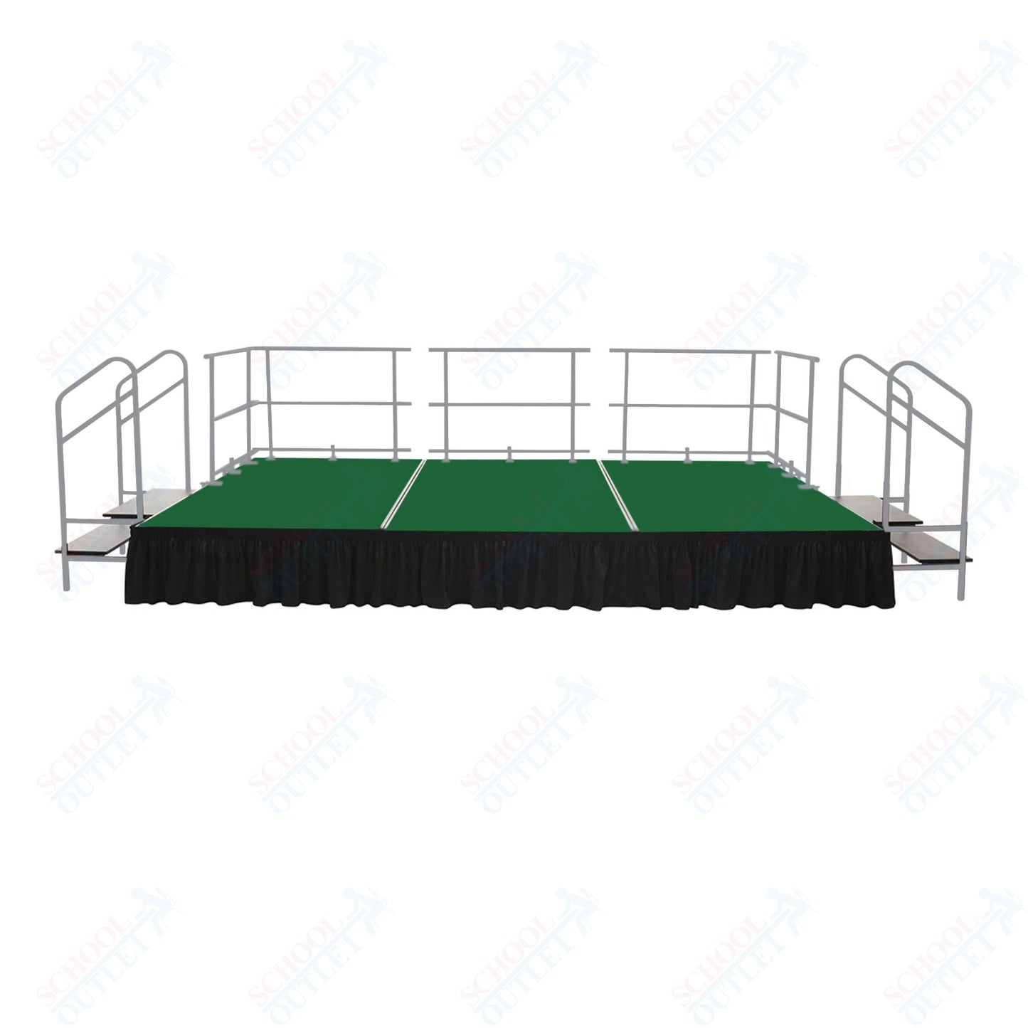 AmTab Fixed Height Stage Set - Carpet Top - 12'W x 24'L x 2'H (144"W x 288"L x 24"H) (AmTab AMT - STS122424C) - SchoolOutlet