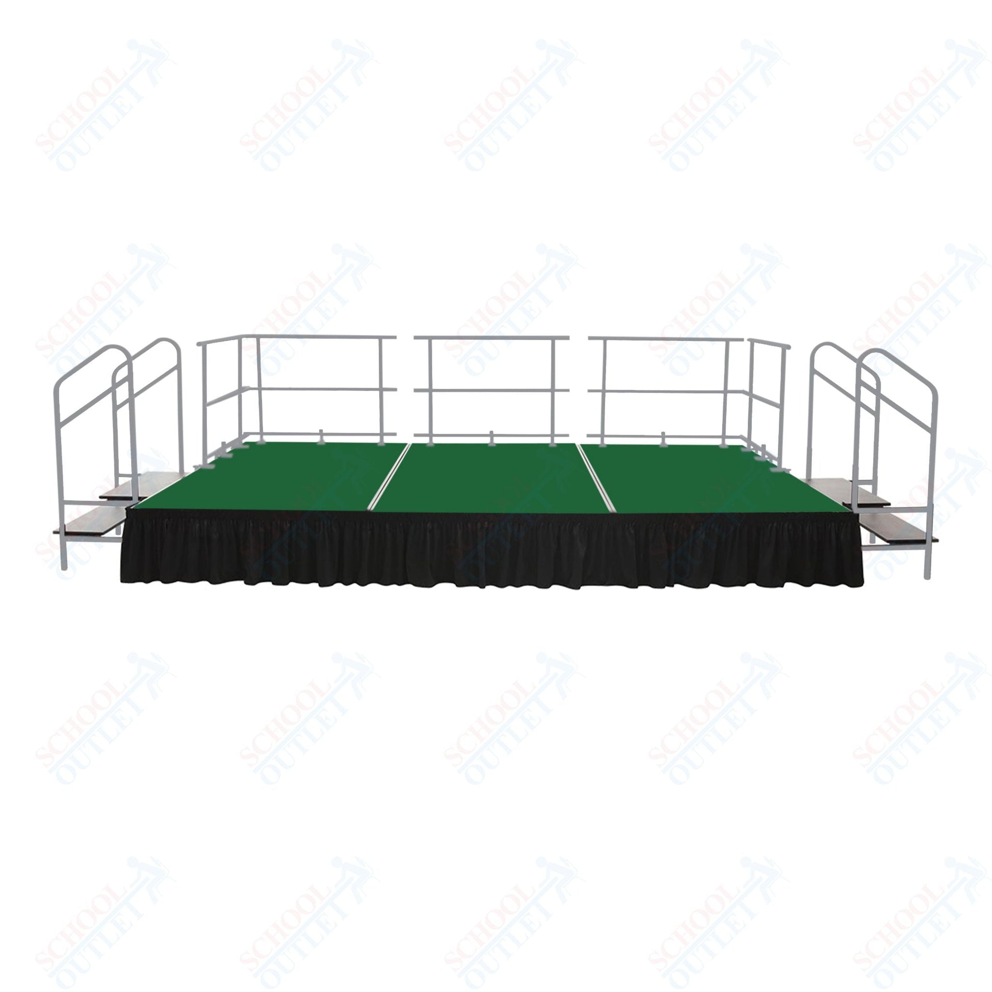 AmTab Fixed Height Stage Set - Carpet Top - 12'W x 24'L x 2'H (144"W x 288"L x 24"H) (AmTab AMT - STS122424C) - SchoolOutlet