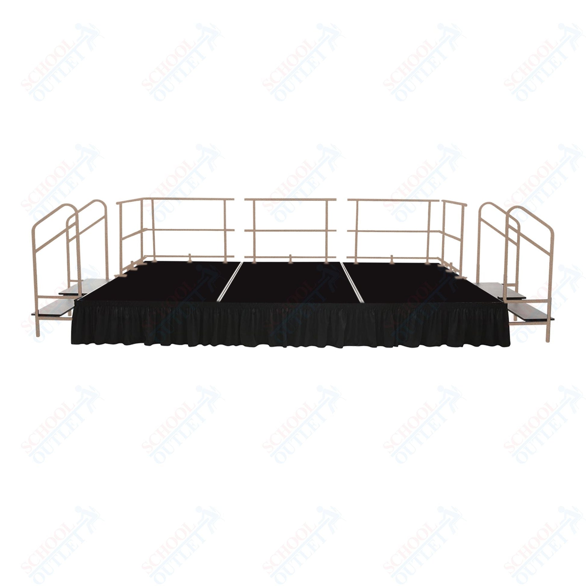 AmTab Fixed Height Stage Set - Carpet Top - 12'W x 24'L x 2'H (144"W x 288"L x 24"H) (AmTab AMT - STS122424C) - SchoolOutlet