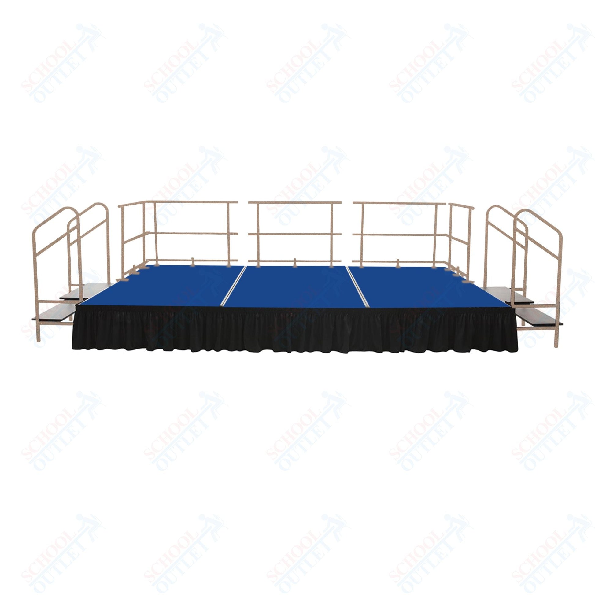 AmTab Fixed Height Stage Set - Carpet Top - 12'W x 24'L x 2'H (144"W x 288"L x 24"H) (AmTab AMT - STS122424C) - SchoolOutlet