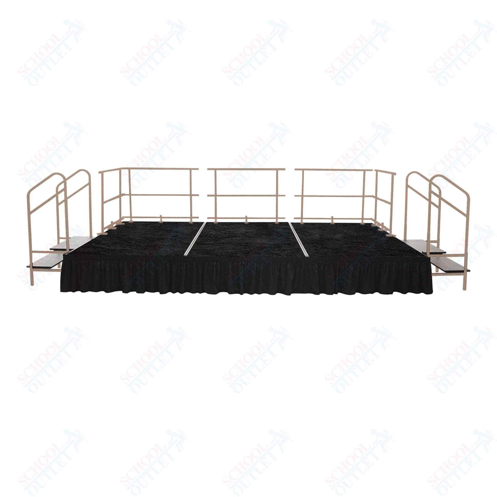 AmTab Fixed Height Stage Set - Carpet Top - 12'W x 24'L x 2'H (144"W x 288"L x 24"H) (AmTab AMT - STS122424C) - SchoolOutlet