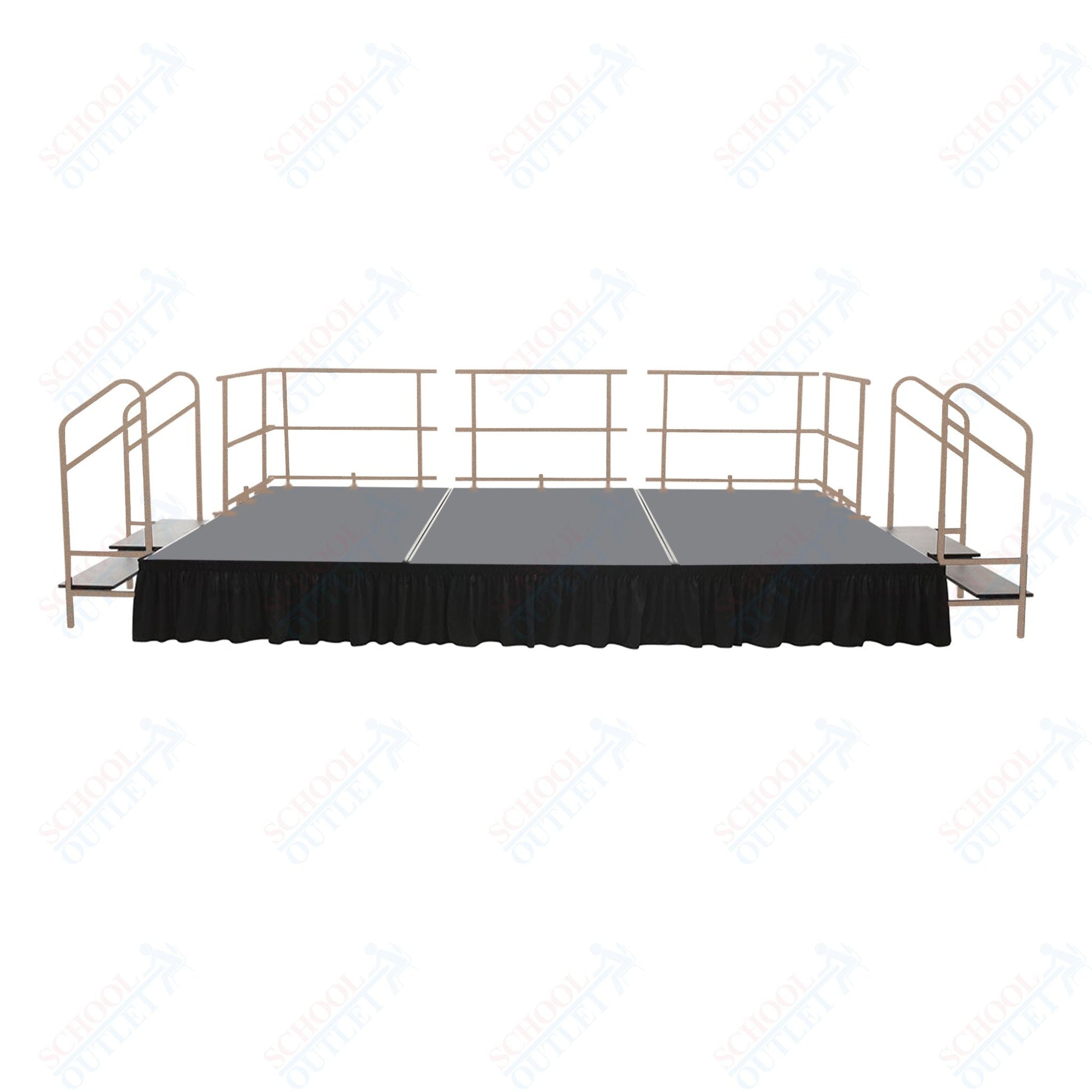 AmTab Fixed Height Stage Set - Carpet Top - 12'W x 24'L x 2'H (144"W x 288"L x 24"H) (AmTab AMT - STS122424C) - SchoolOutlet