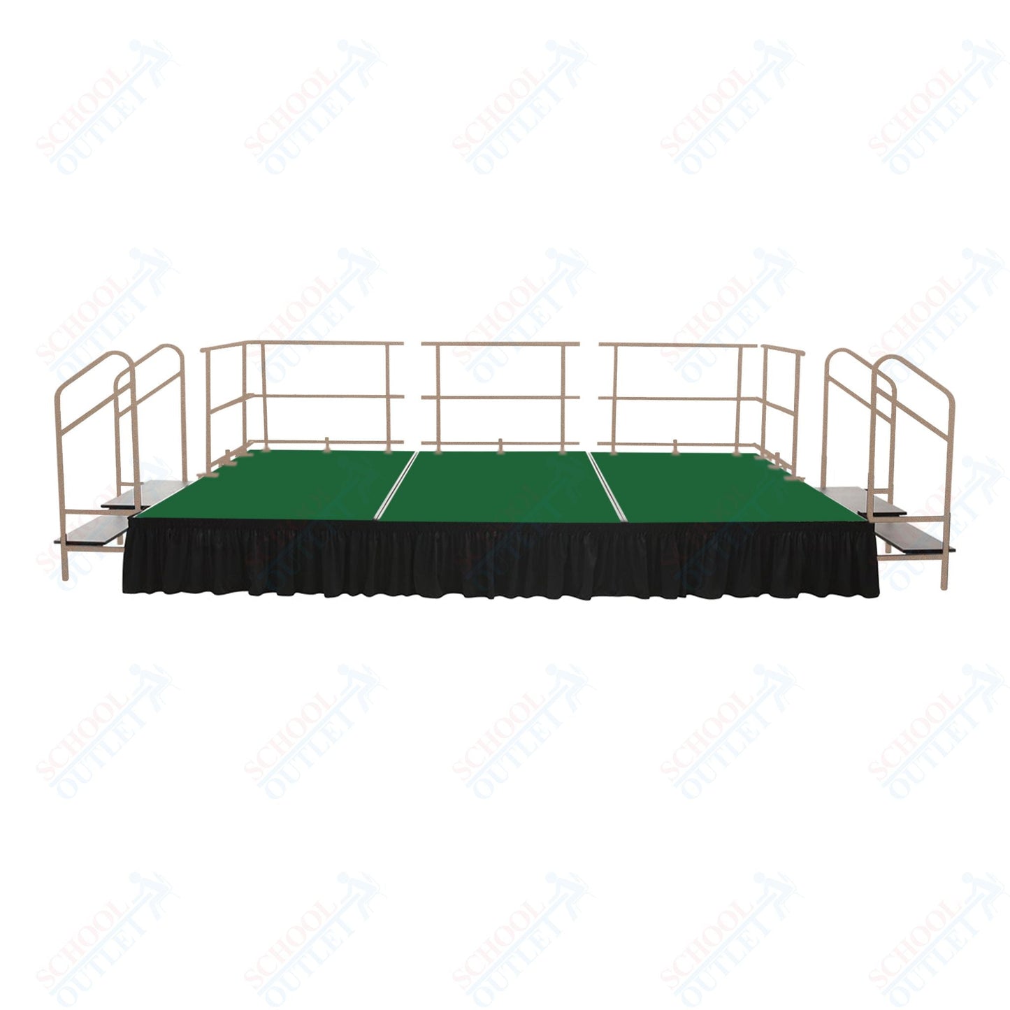 AmTab Fixed Height Stage Set - Carpet Top - 12'W x 24'L x 2'H (144"W x 288"L x 24"H) (AmTab AMT - STS122424C) - SchoolOutlet