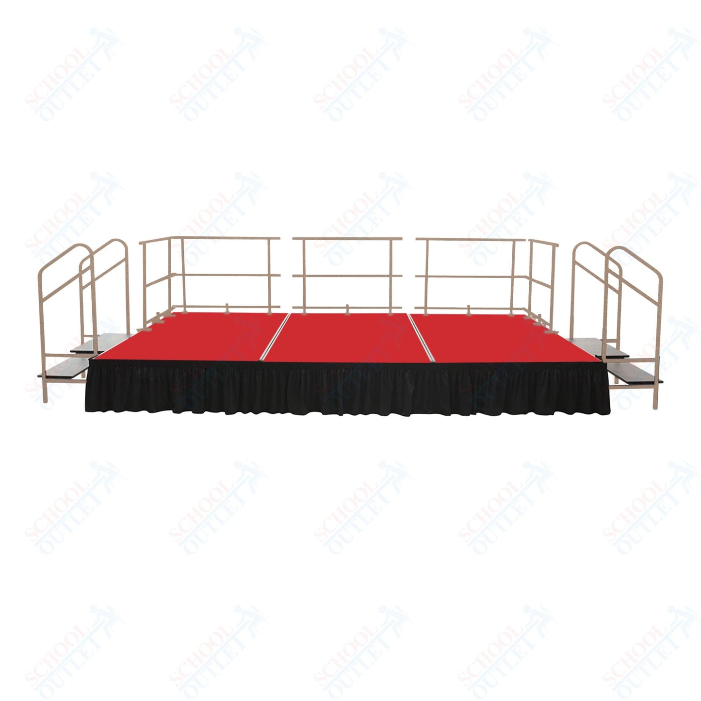 AmTab Fixed Height Stage Set - Carpet Top - 12'W x 24'L x 2'H (144"W x 288"L x 24"H) (AmTab AMT - STS122424C) - SchoolOutlet